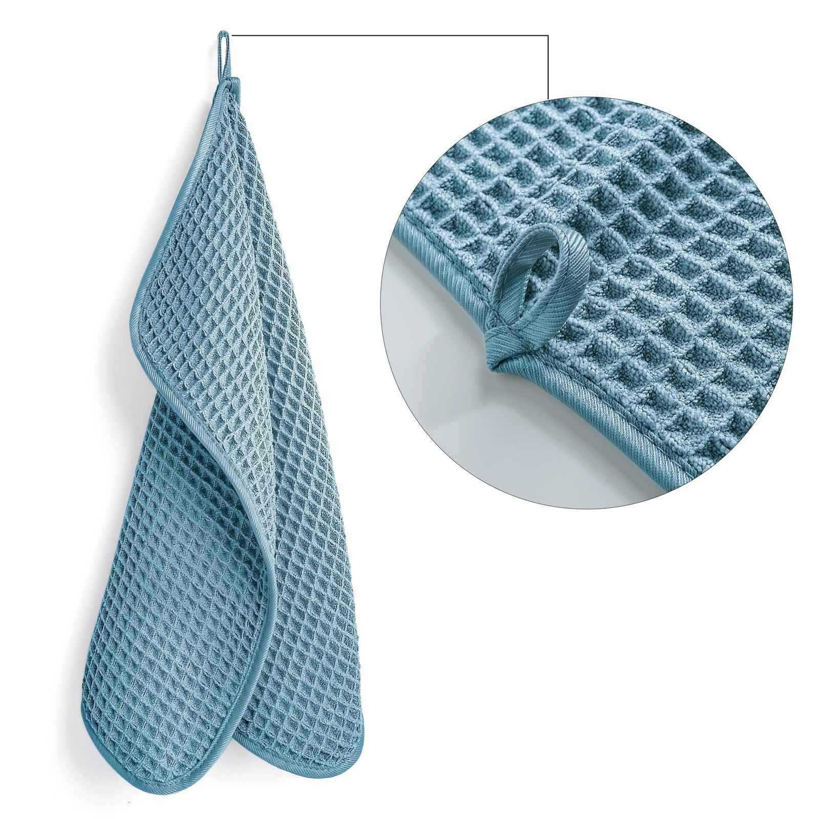 Microfiber Lint Free Washcloth Face Towel, 13 x 13 in, 4 Pack (Waffle Weave)