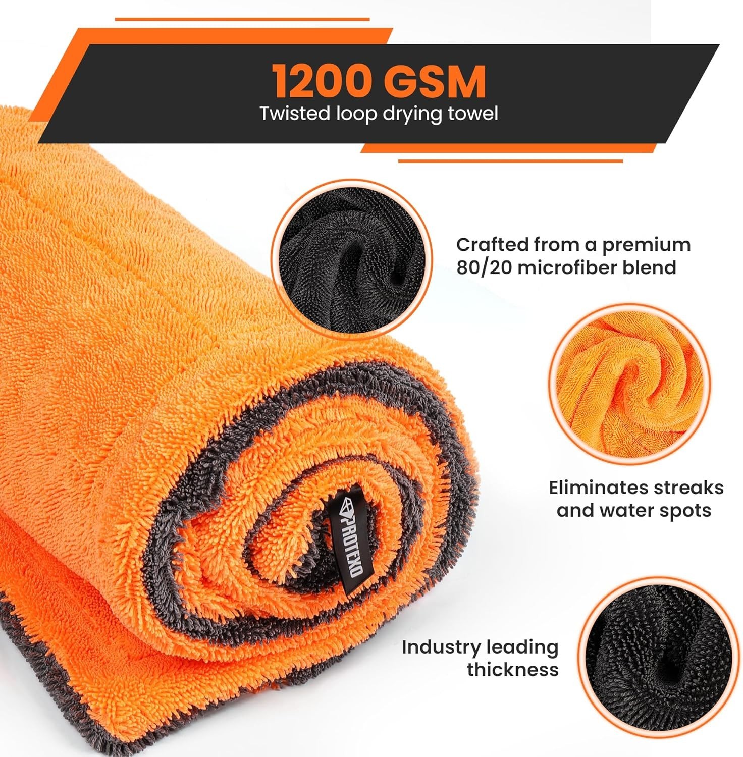 24″x36″ Twisted Loop Car Drying Towel & Wash Mitt | 1200GSM Ultra Thick & Abs…