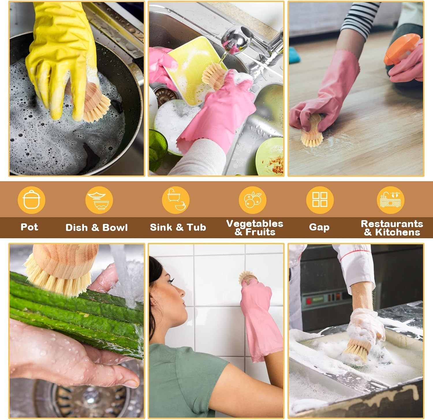 Natural Sisal Bristle Kitchen Scrubbers, 20 Pack