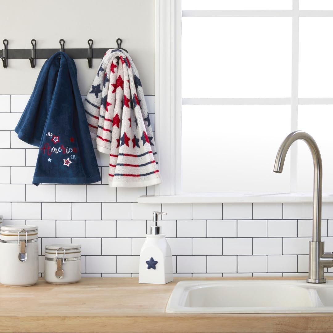 Patriotic 4th of July Red White and Stars Hand Towel Set, 2 Count