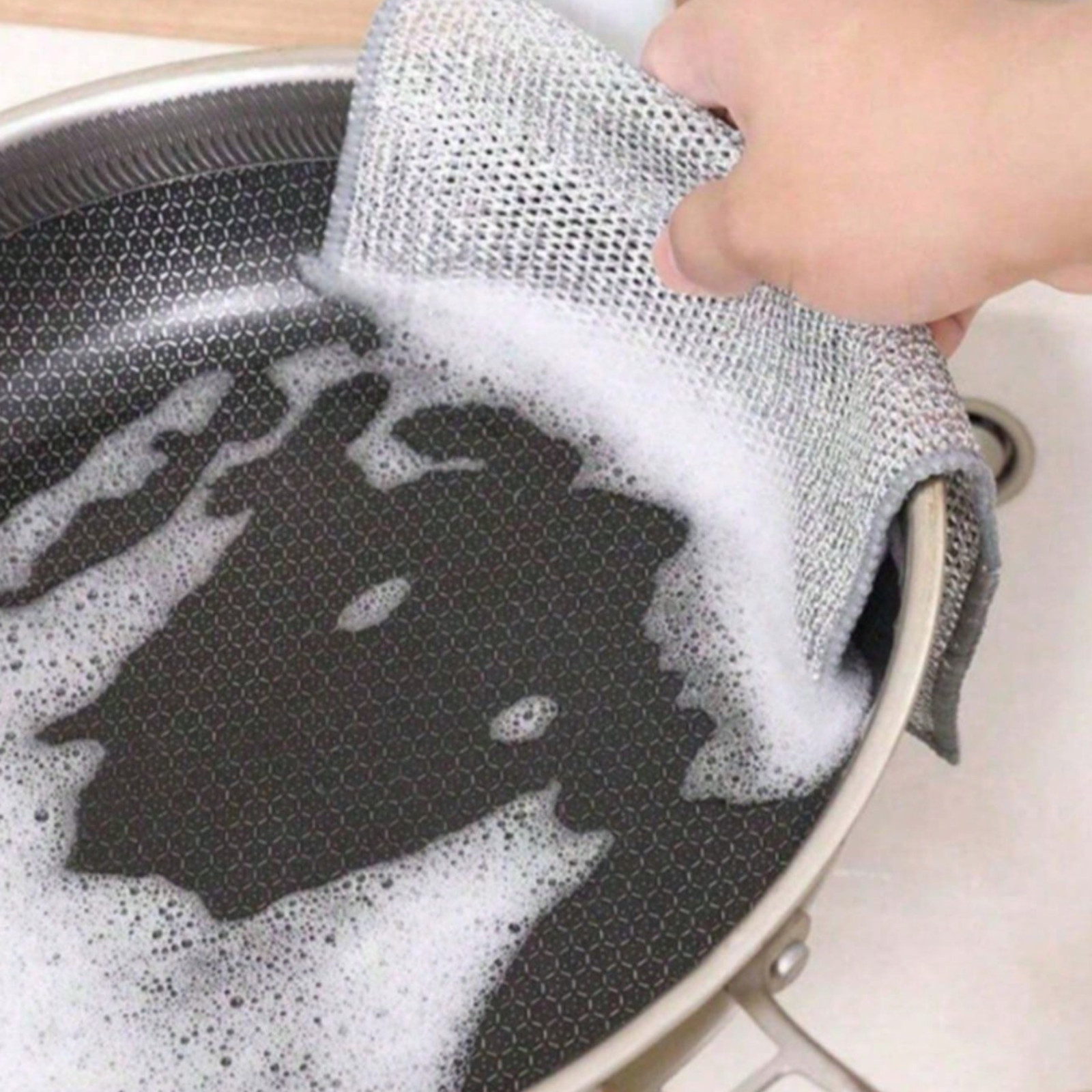 10PCS Metal Mesh Dish Scrubber Pads Reusable Wire Cleaning Cloth Kitchen Rags US
