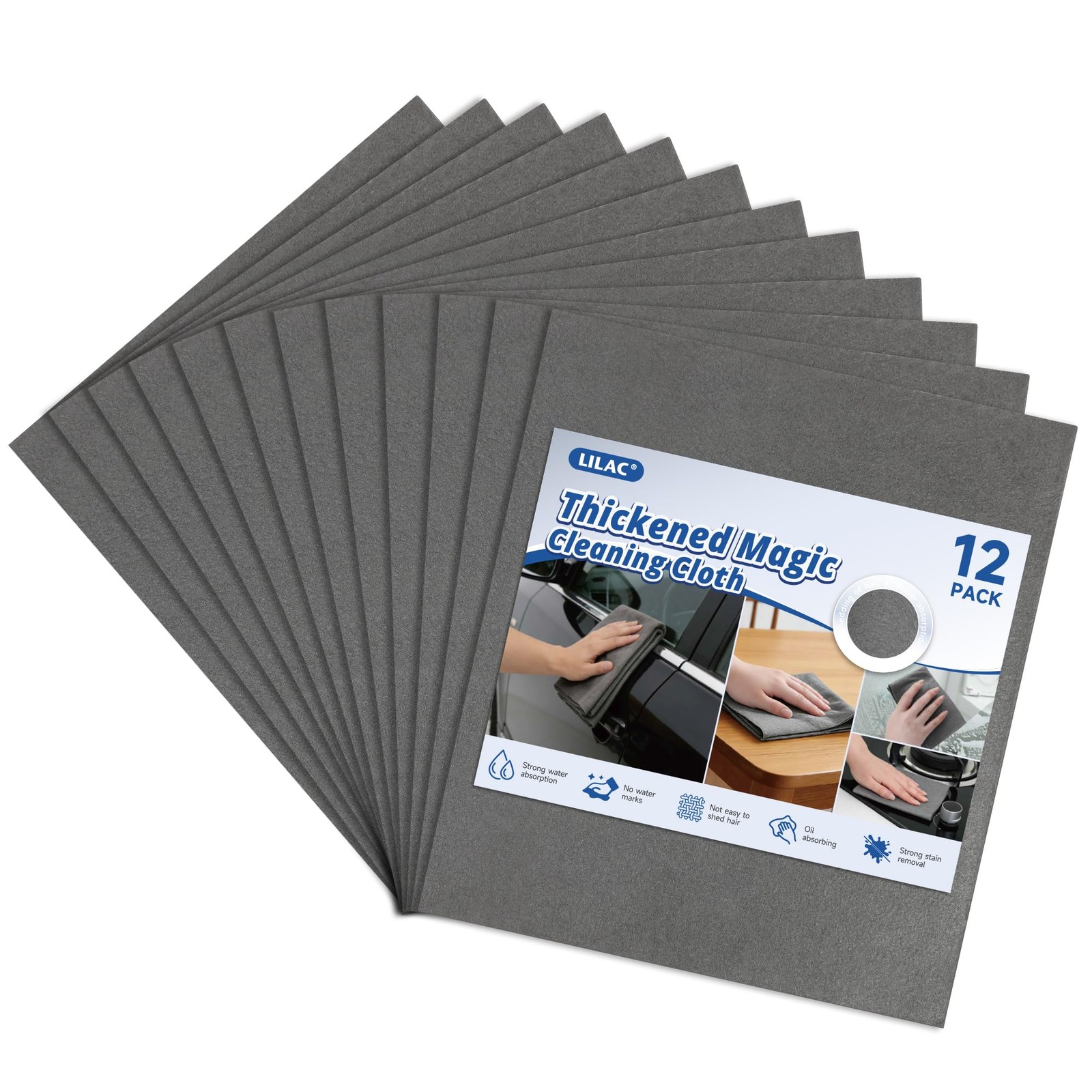 Thickened Magic Cleaning Cloth (12 Pack) – Microfiber Streak Free Lint Free R…