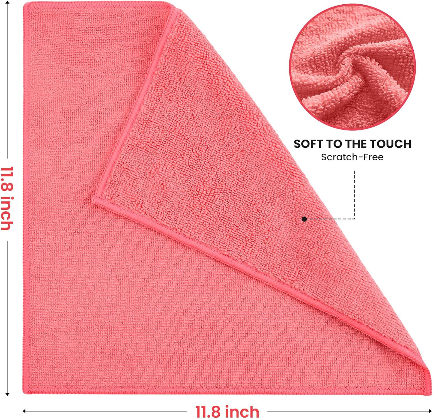 Assorted Microfiber Cleaning Cloths, 12 Pack, 11.8″x11.8″ for Home Use