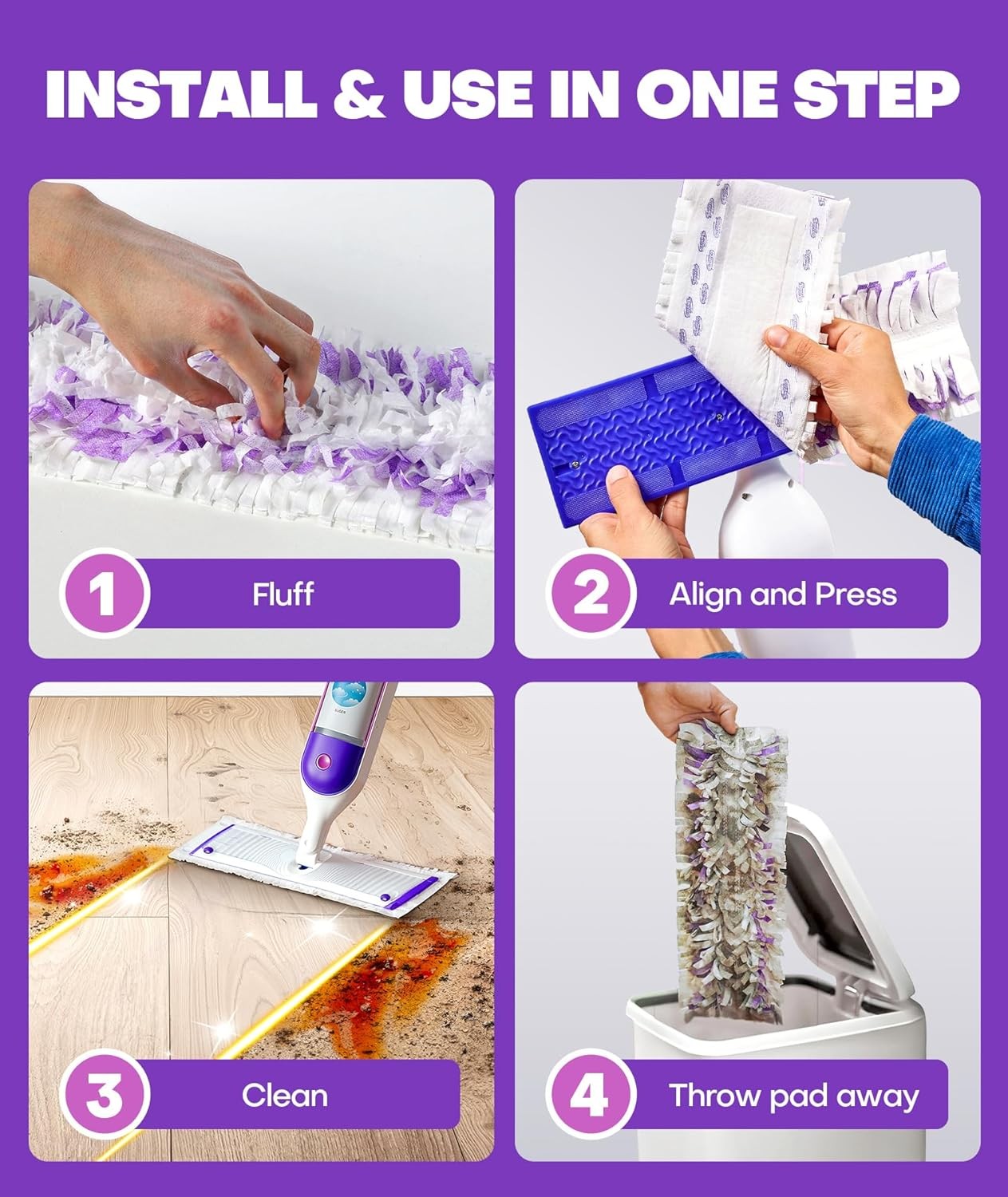 5X Cleaning Power Mop Refills for Swiffer Power Mop, 500+ Strips Multi-Surface P