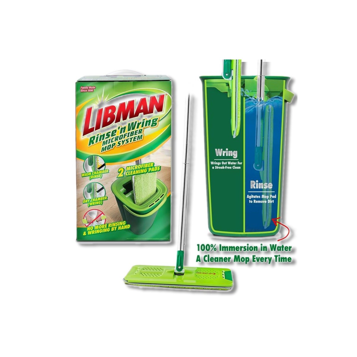 Libman Rinse ‘n Wring 13 in Microfiber Mop with Bucket 1516