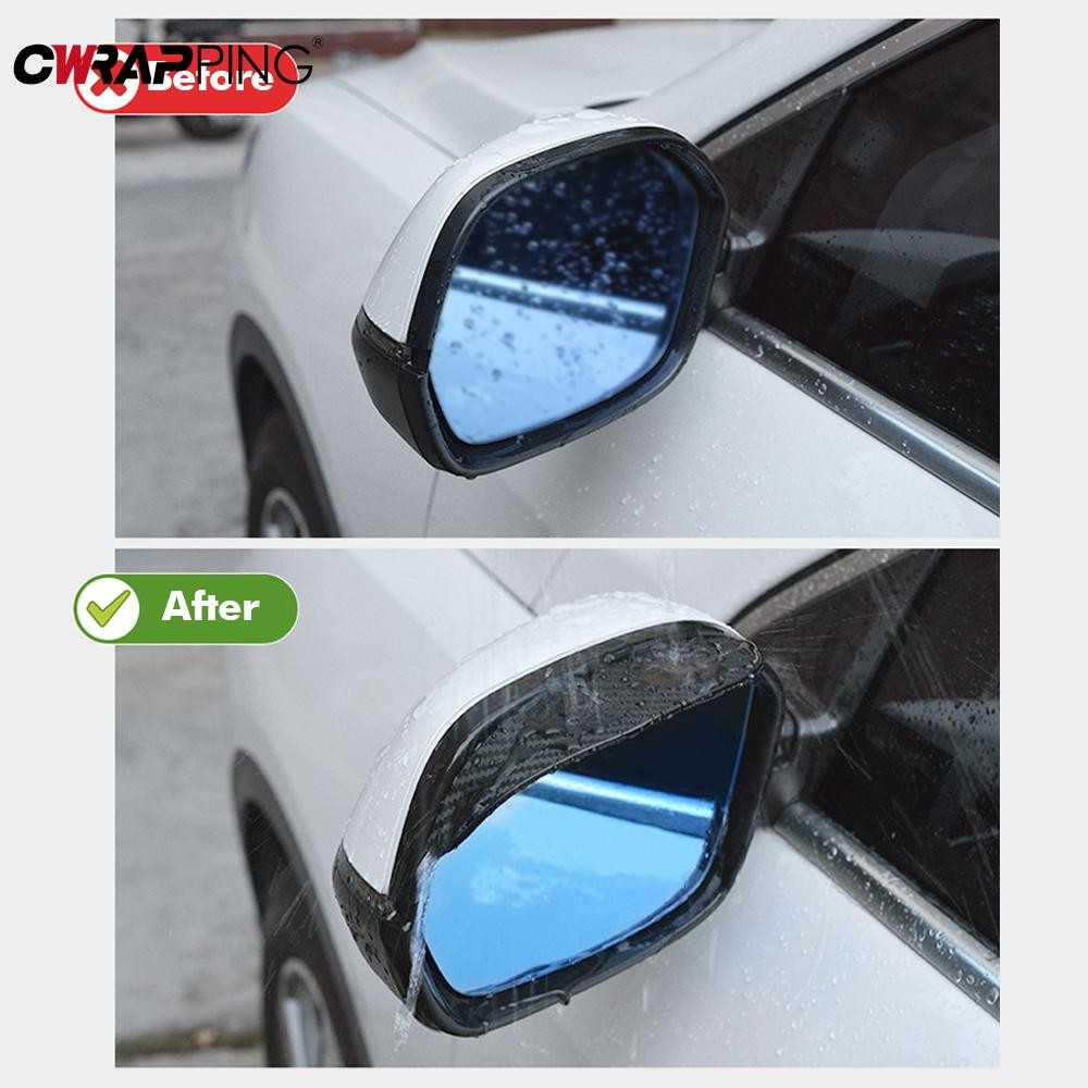 2pcs Car Rearview Mirror Rain Eyebrow Carbon Fiber Sun Visor Shade Cover Protect