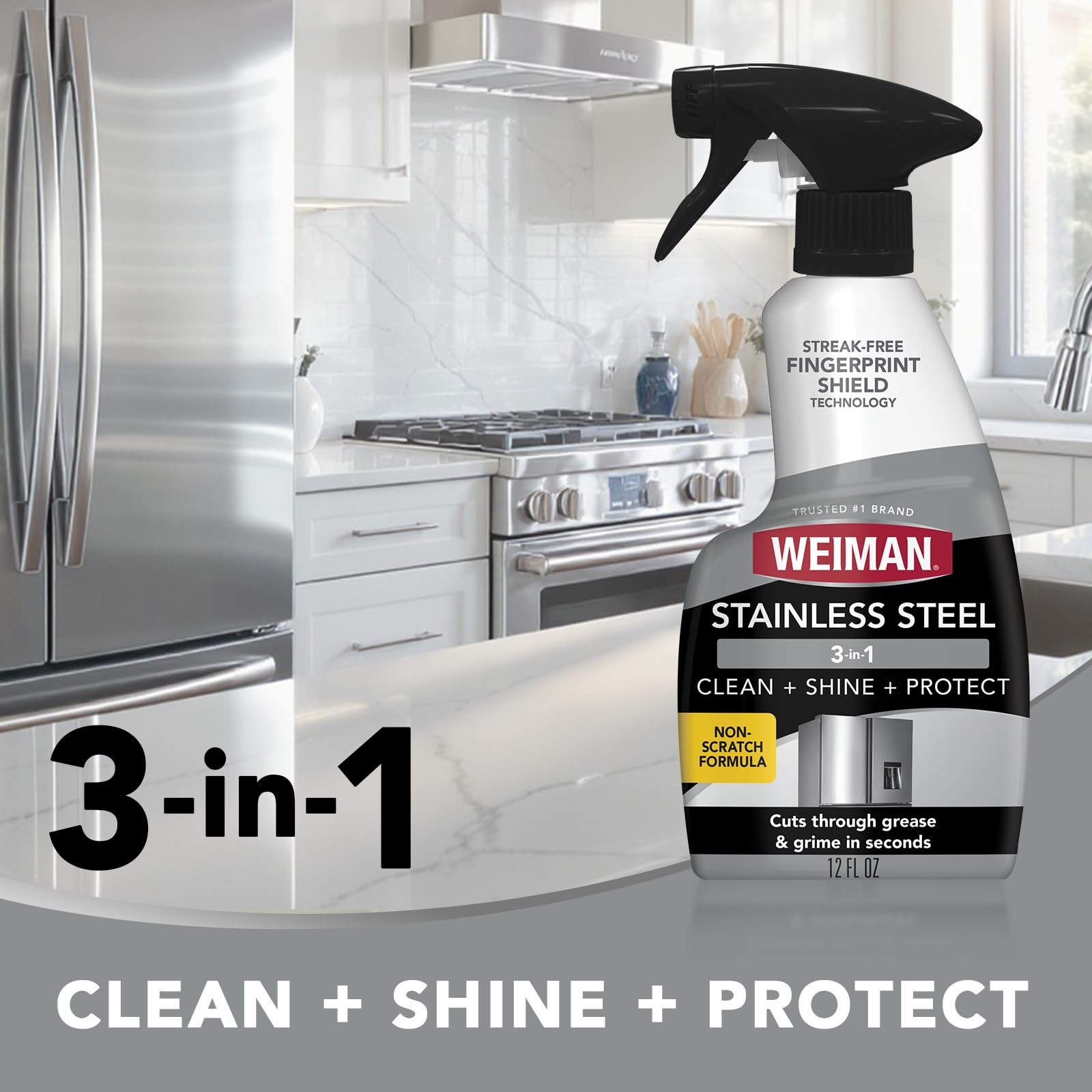 Weiman Stainless Steel Cleaner & Polish Kit, 3 Piece Spray, Wipes & Cloth, Anti