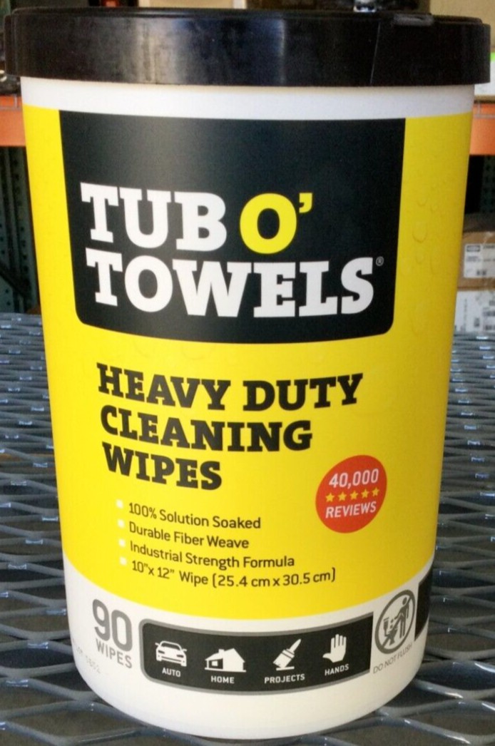 Tub O’ Towels FDPTW90 Heavy Duty Cleaning Wipes, 90 count