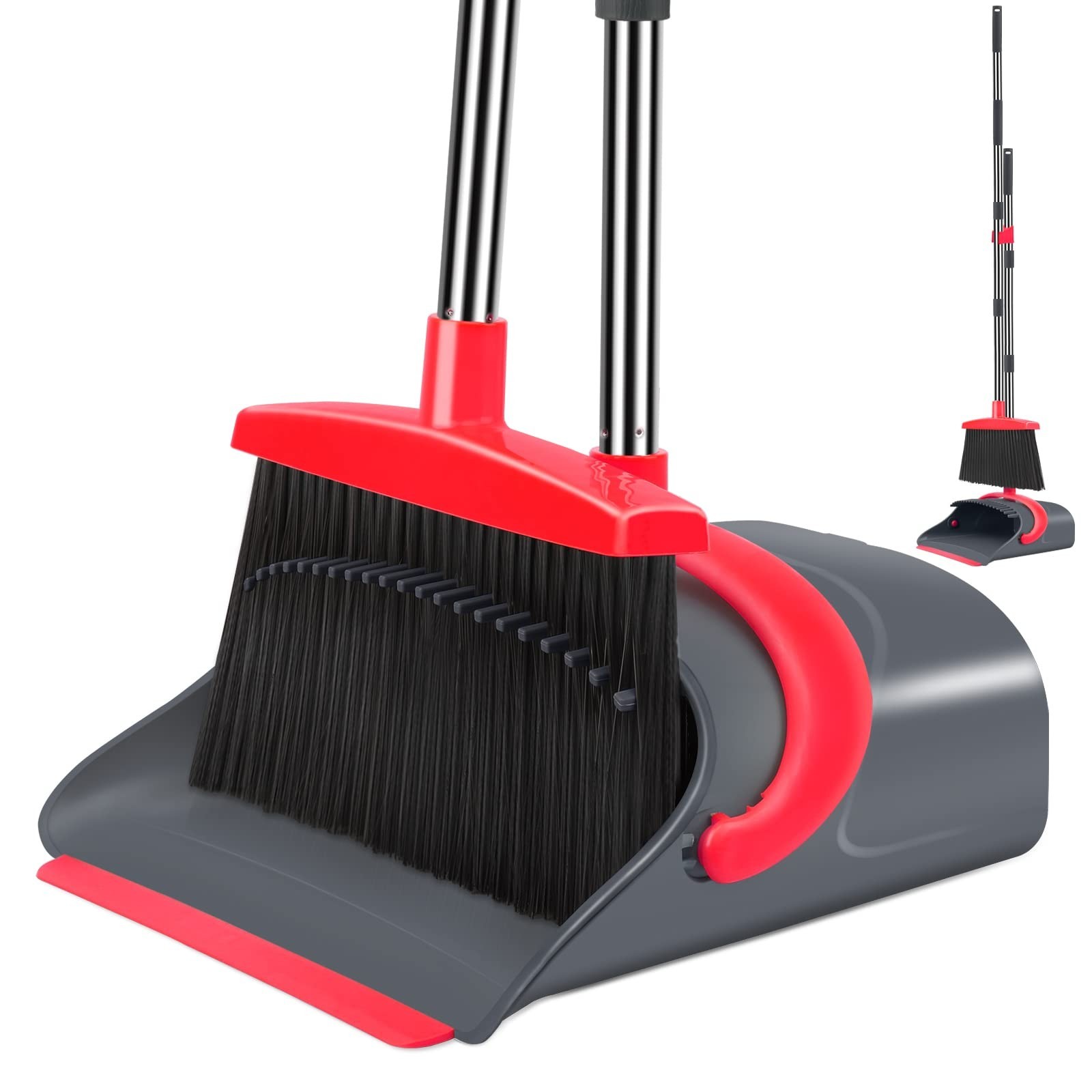 Broom and Dustpan Set with Long Handle – Combo for Home, Kitchen, Office, Lobby