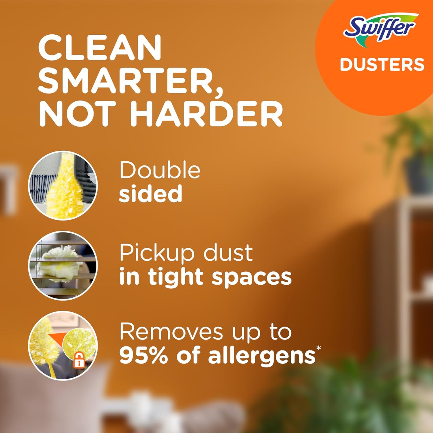 Swiffer Duster Heavy Duty 3 Ft Extendable Handle Starter Kit with 3 Refills