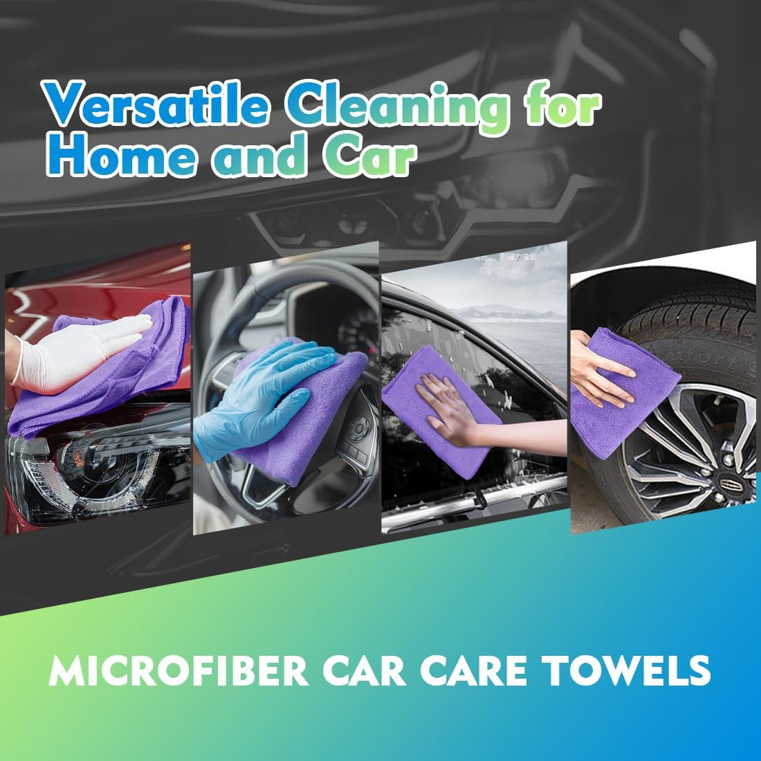 Purple Microfiber Cleaning Cloth 12 Pack 12.5 X 12.5 Inch Microfiber Towels for