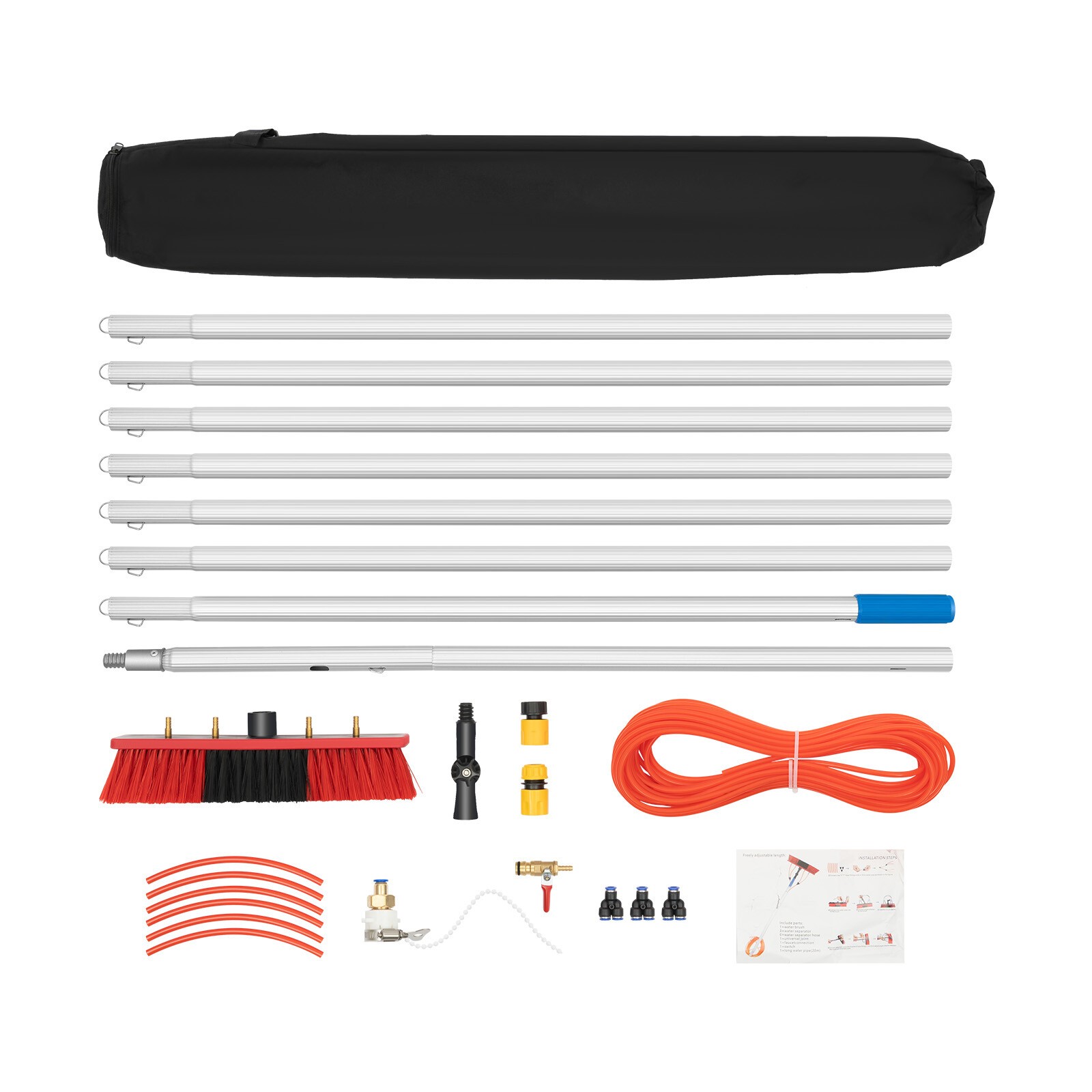 26ft Water Fed Brush For Window Solar Panel Cleaning Washing High-Altitude