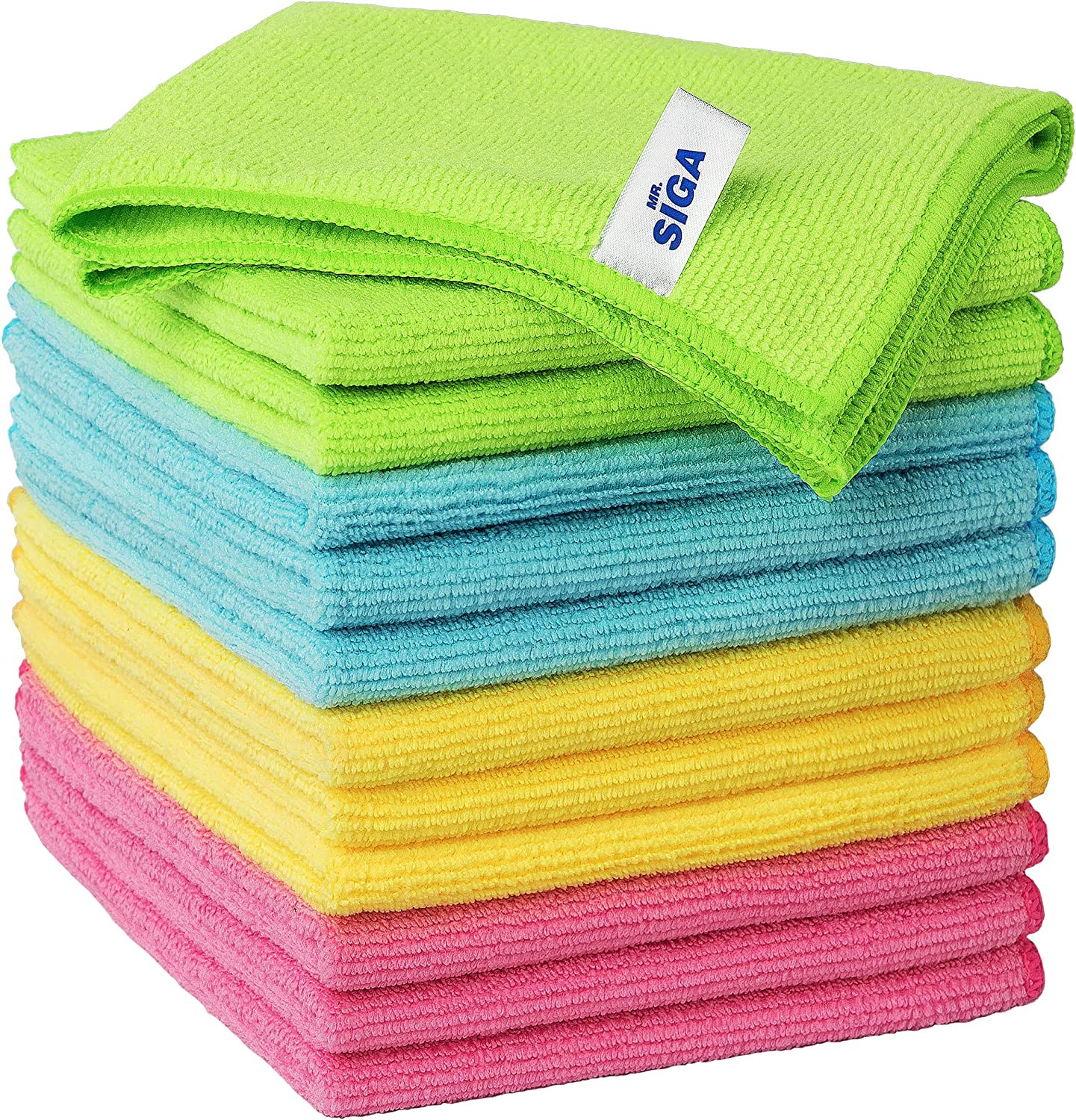MR.SIGA 12-Pack Microfiber Cloths 12.6″ x 12.6″ Lint-Free Streak-Free Towels