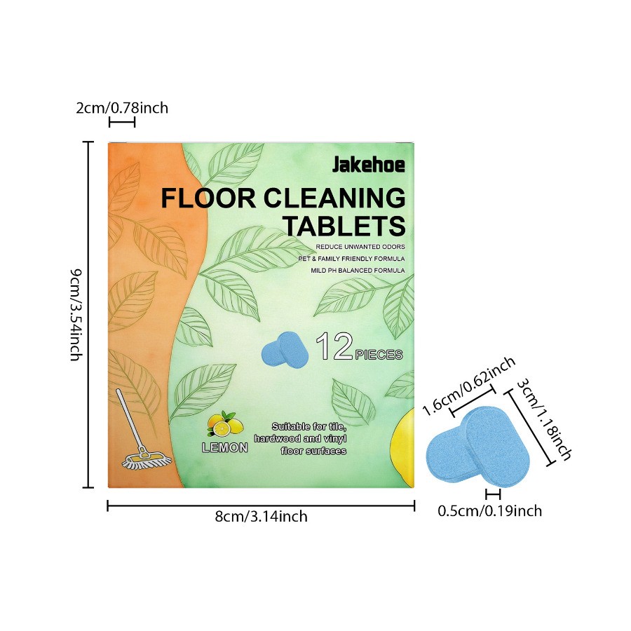 12X Floor Cleaner Tablets Pre-Measured Dissolvable for Tile Vinyl Hardwood Lemon