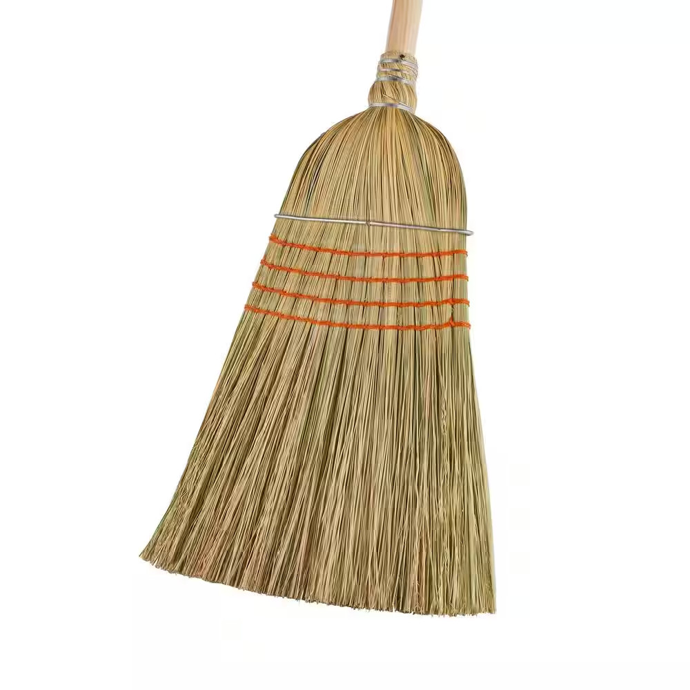 Giant Commercial Corn Broom 15 Inch Sweeping Width Heavy Duty Use Straw Cleaning