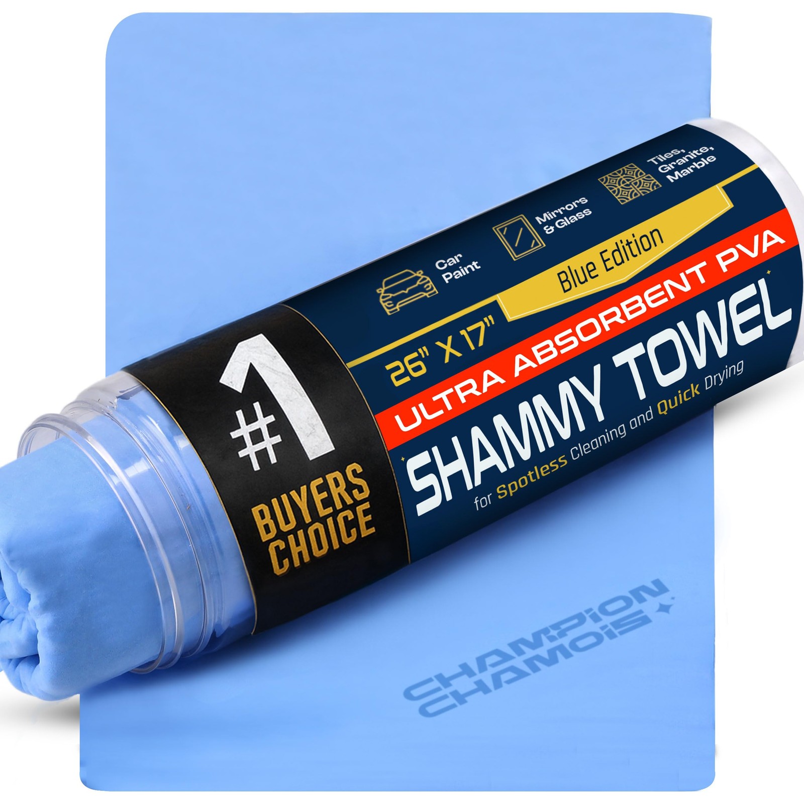 Blue 26×17 Inch Premium Large Shammy Towel Car Super Absorbent Chamois Cloth