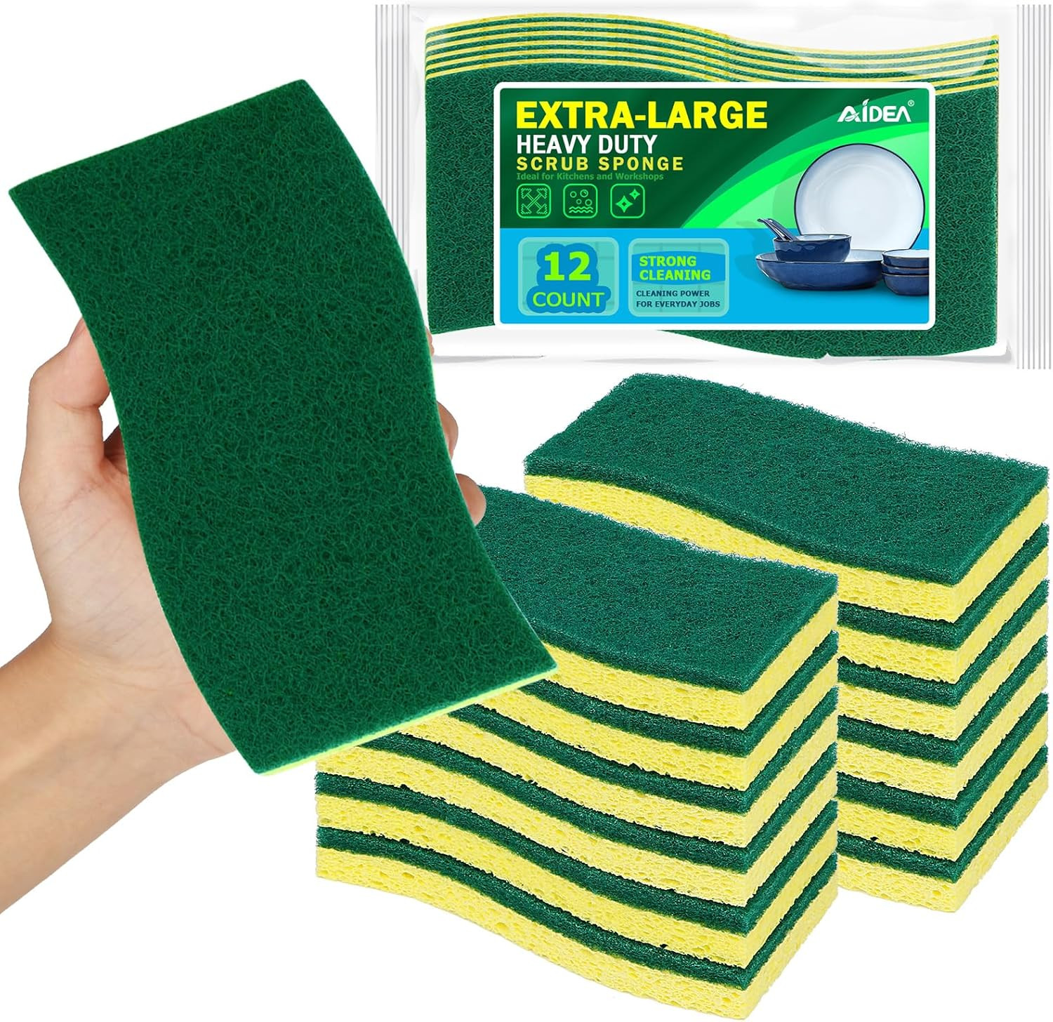 Sponges Kitchen, Non-Scratch Scrub Sponge, 6Count, Sponges for Non-Stick Cookwar
