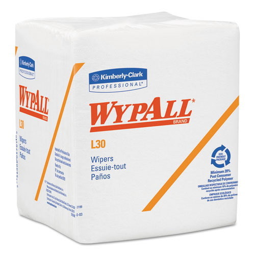 WypAll L30 Quarterfold Wiper, White, 12.5″ x 12″, 12 Boxes of 90 Count