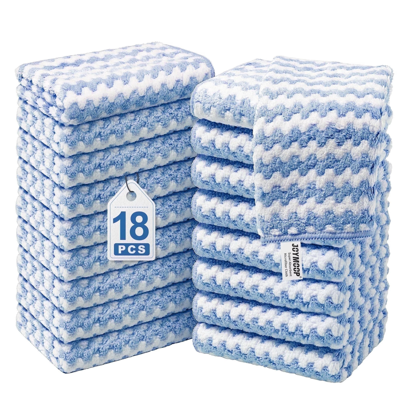 Microfiber Cleaning Cloths – 18 Pack, 10″ X 10″, Blue