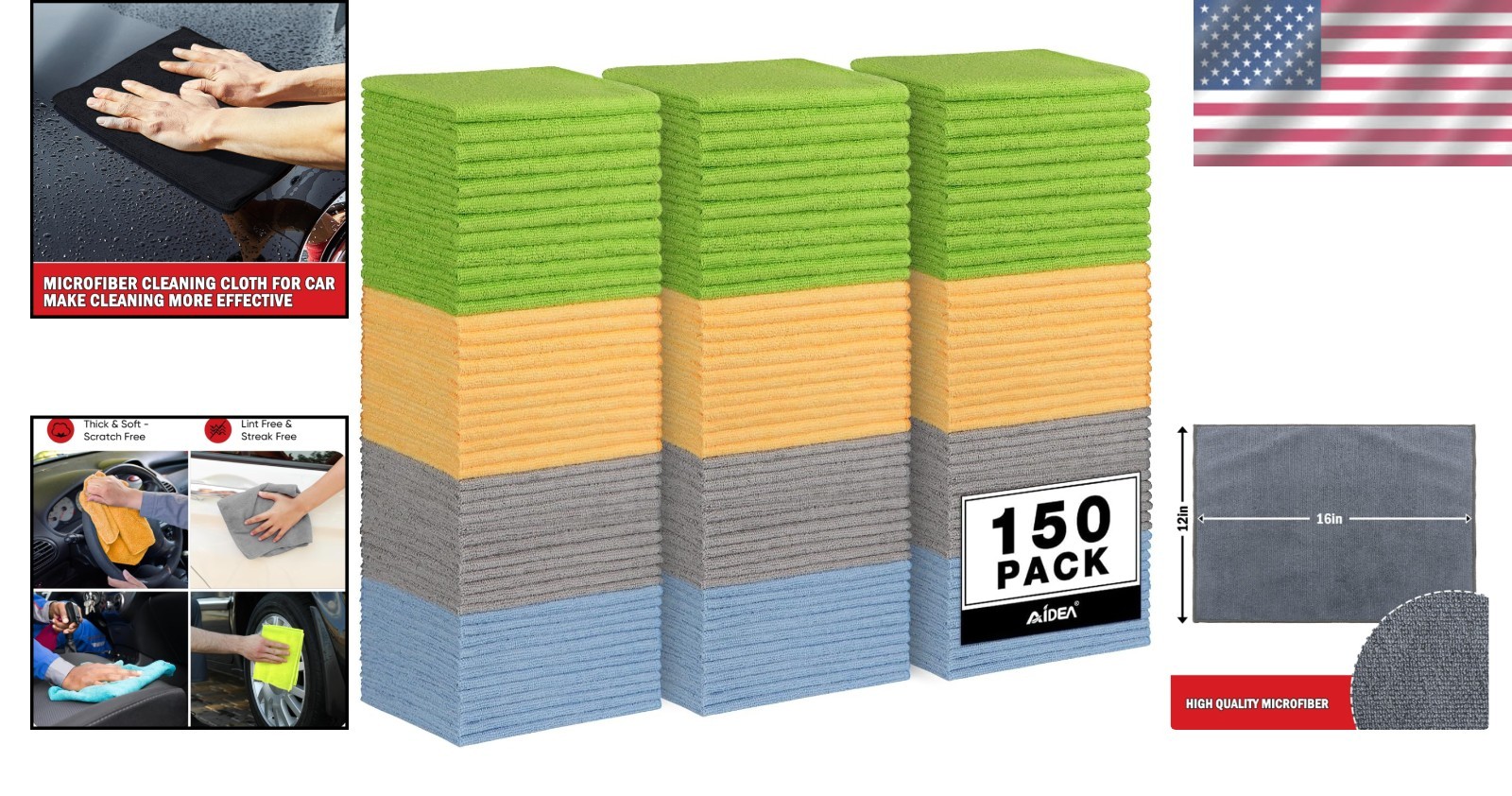 150 Count Ultra-Soft Microfiber Cleaning Cloths – Ideal for Home & Car, 12×16