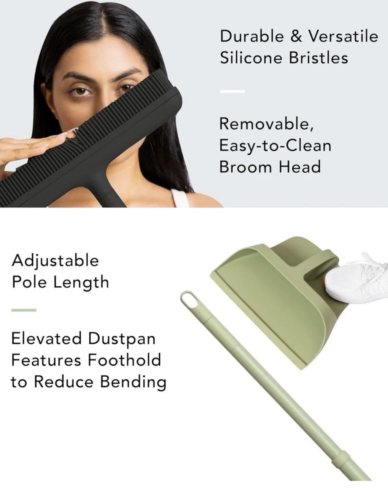 Dotti Best Broom and Dustpan – Sage Green