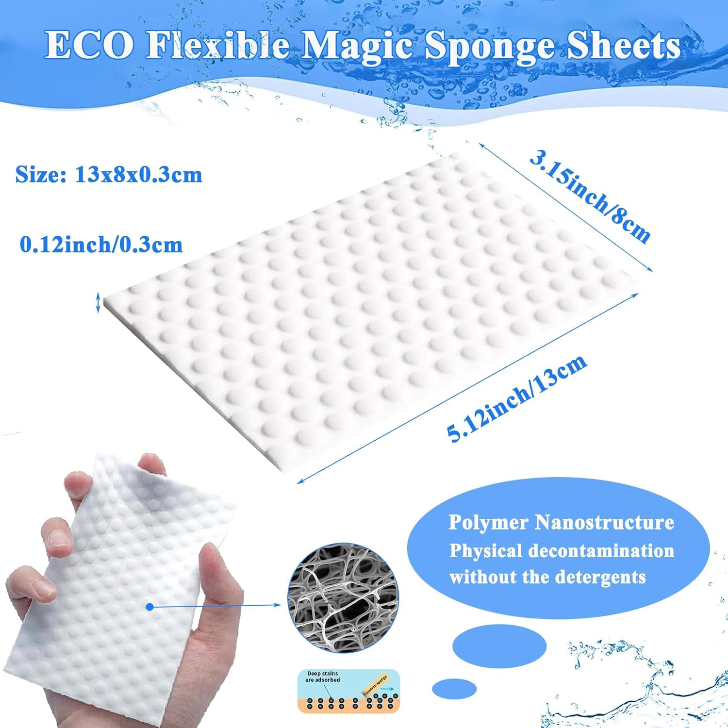 Magic Sponge Eraser Sheets, 52Pcs All-Purpose White Melamine Sponge Convex Point