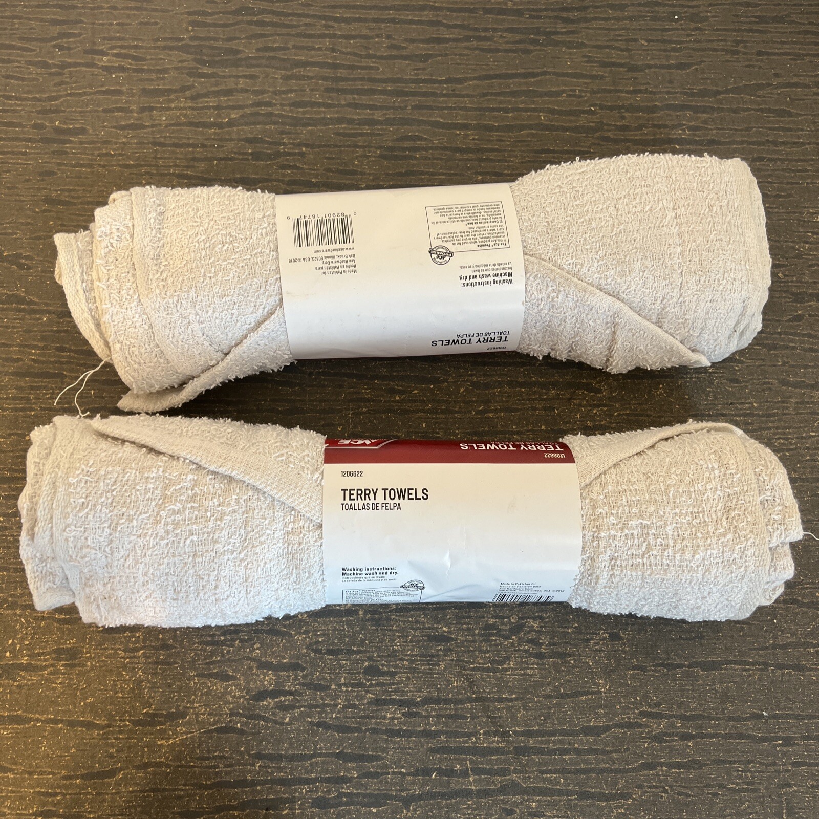 Ace 12 COTTON TERRY CLOTH CLEANING TOWELS /BAR TOWELS/ RAGS 14 X 17 NEW