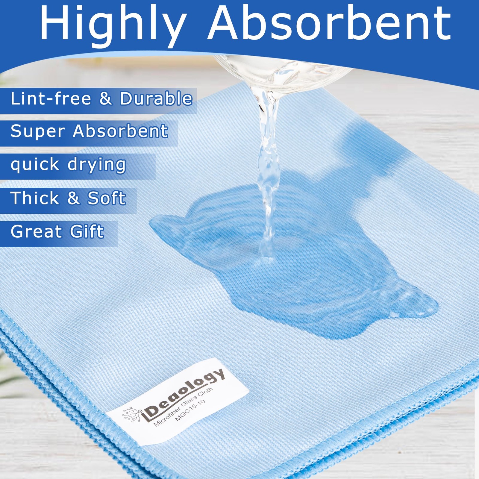 10 Pack XL Streak Premium Microfiber Glass Cleaning Cloth, 16 Inch X 16 Inch,…