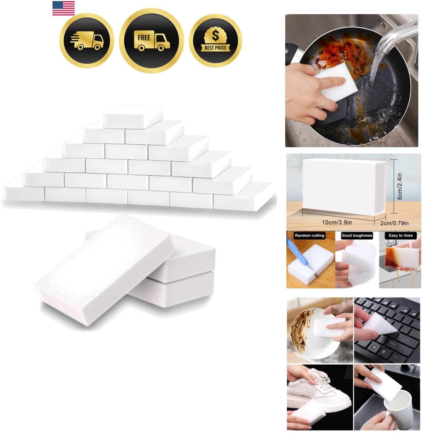 50 Pack Eraser Sponge Maigc Cleaning Sponge Eraser Melamine Sponges in Bulk B…