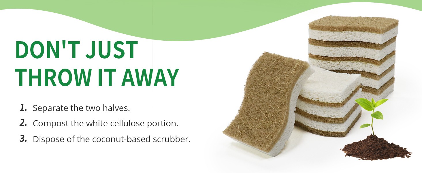 9 Pack Biodegradable Natural Kitchen Sponge – Compostable Cellulose and Coconut