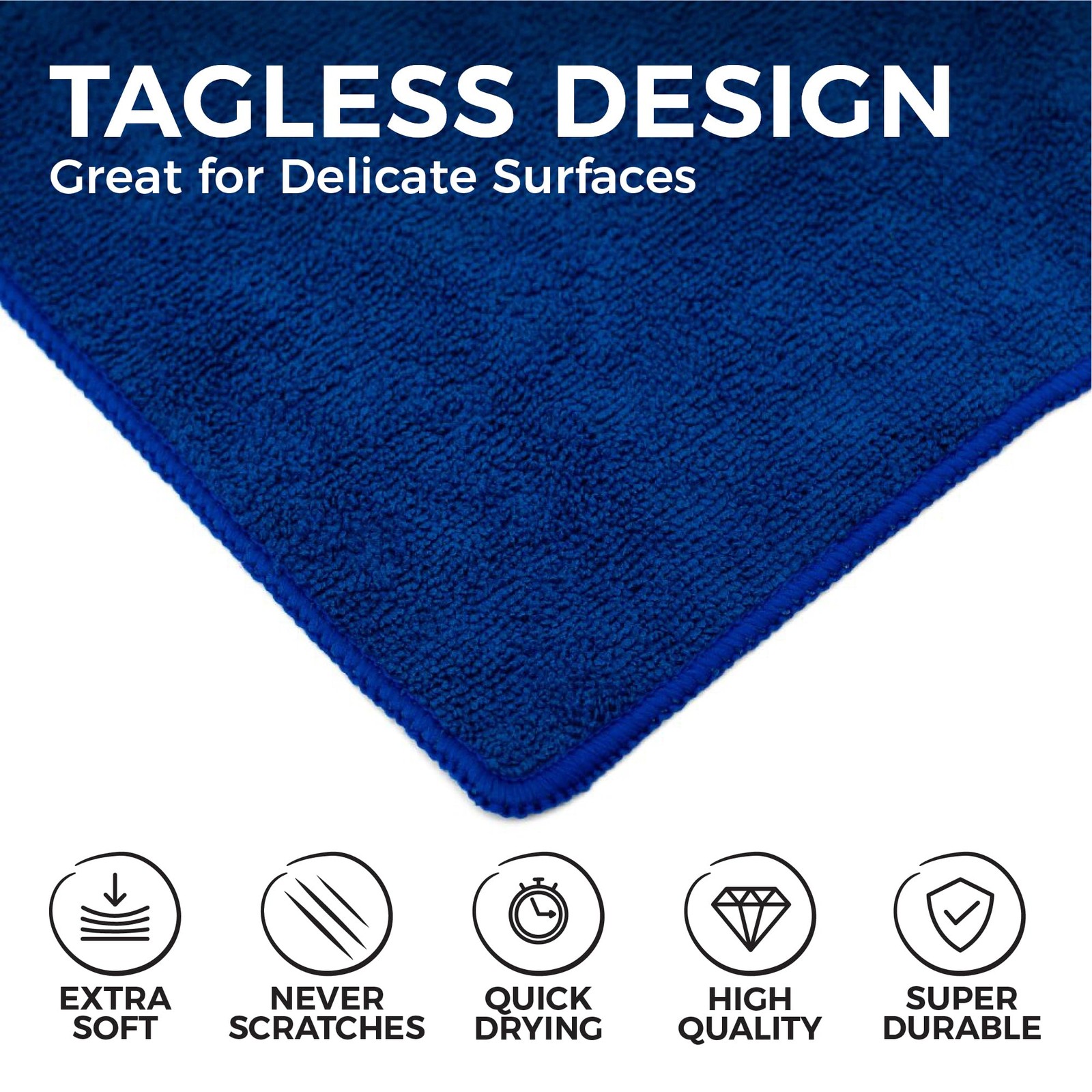 The Rag Company – All-Purpose Microfiber Terry 12in x 12in, Royal Blue