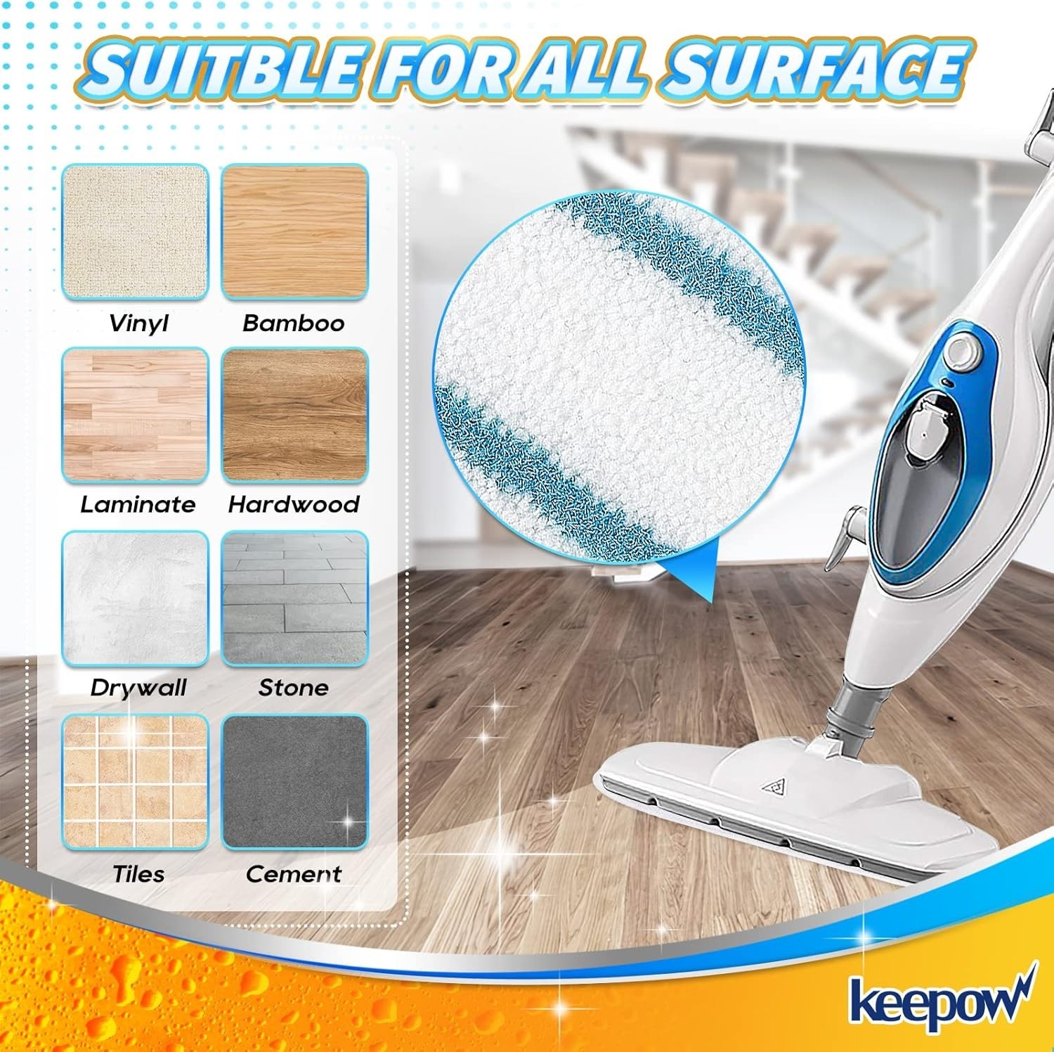 Durable & Washable Steam Mop Pads – Compatible with PurSteam 10-in-1 (5 Pack)