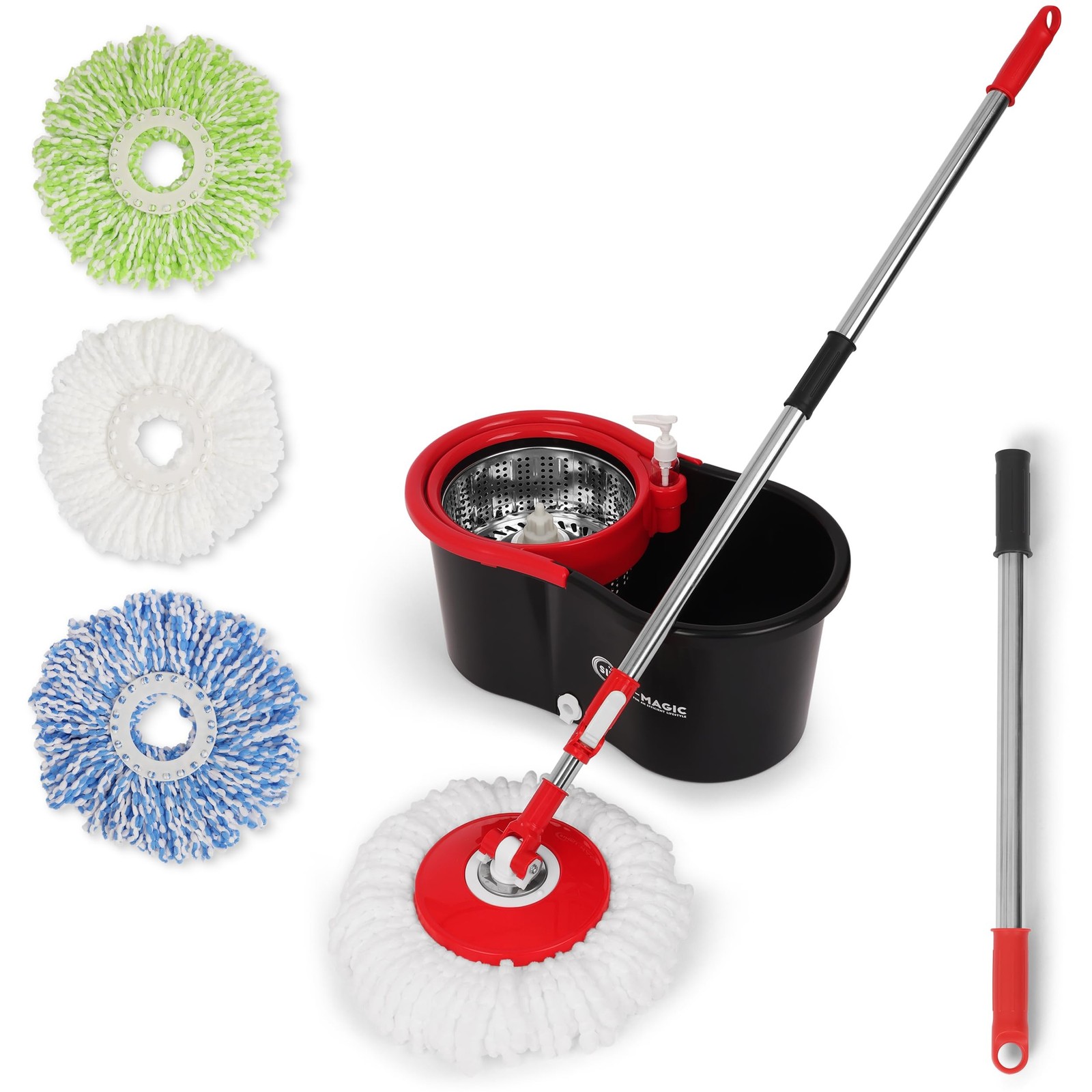 SIMPLI-MAGIC 360° Spin Mop and Bucket with Wringer – 3 High-Absorbent