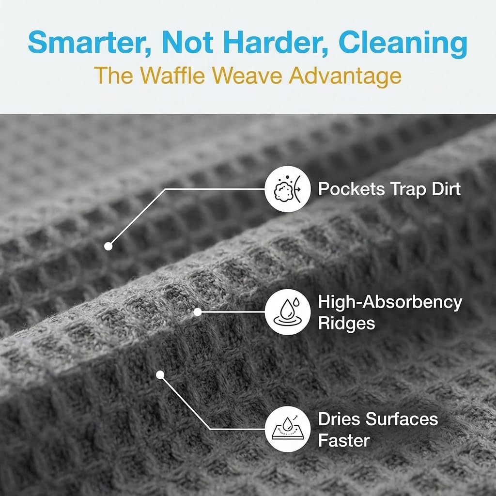 Waffle Weave Microfiber Towel, 12 x 12 inches, Barista Towels, Lint Cloth, Gl…