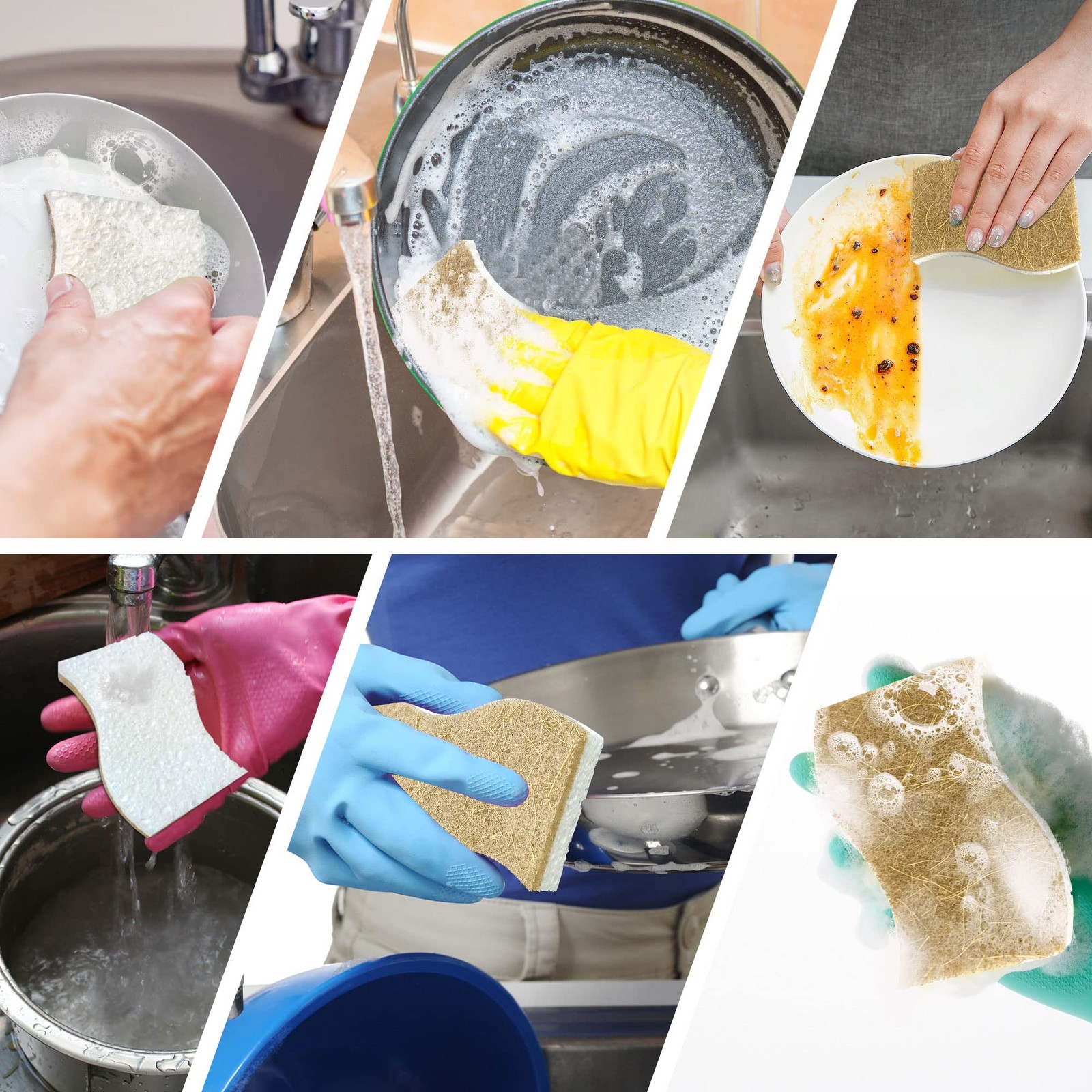 9 Pack Biodegradable Natural Kitchen Sponge Compostable Cellulose and Coconu…
