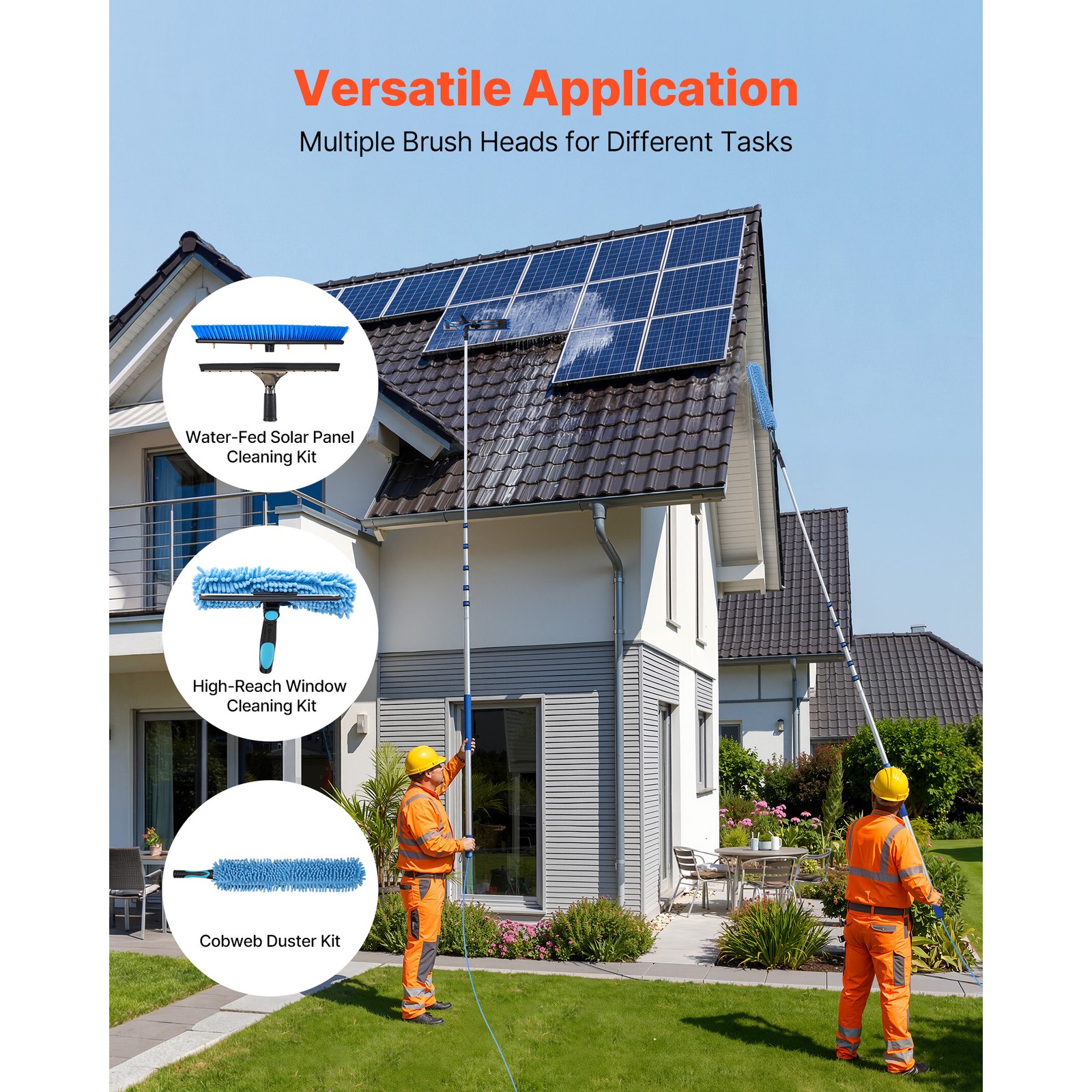 Uimoso Solar Panel Cleaning Kit with 33 ft Water Fed Pole, Brush, and Squeegee
