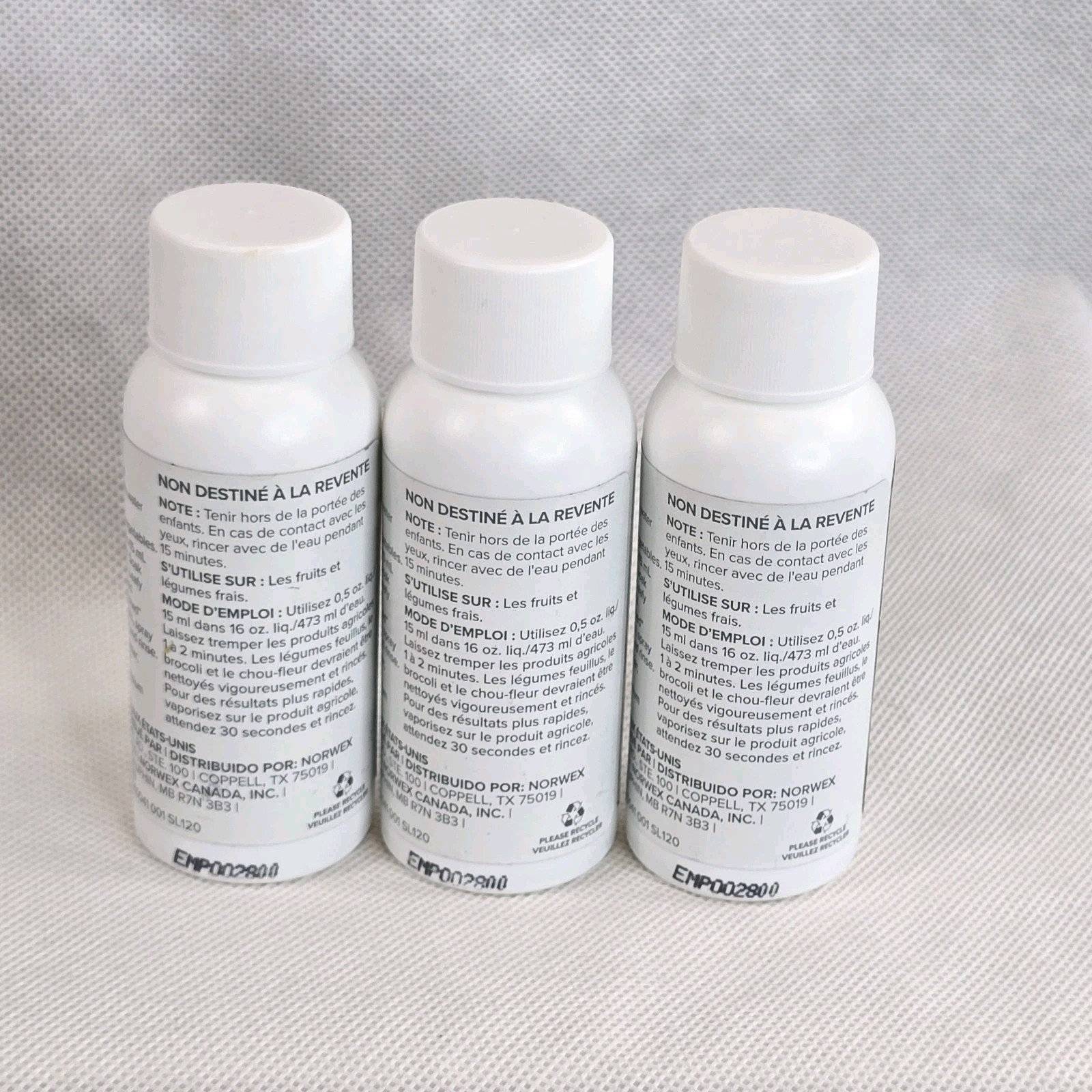 Lot of 3 Norwex Fruit and Veggie 2 oz With Sprayer Produce Wash Vegetable