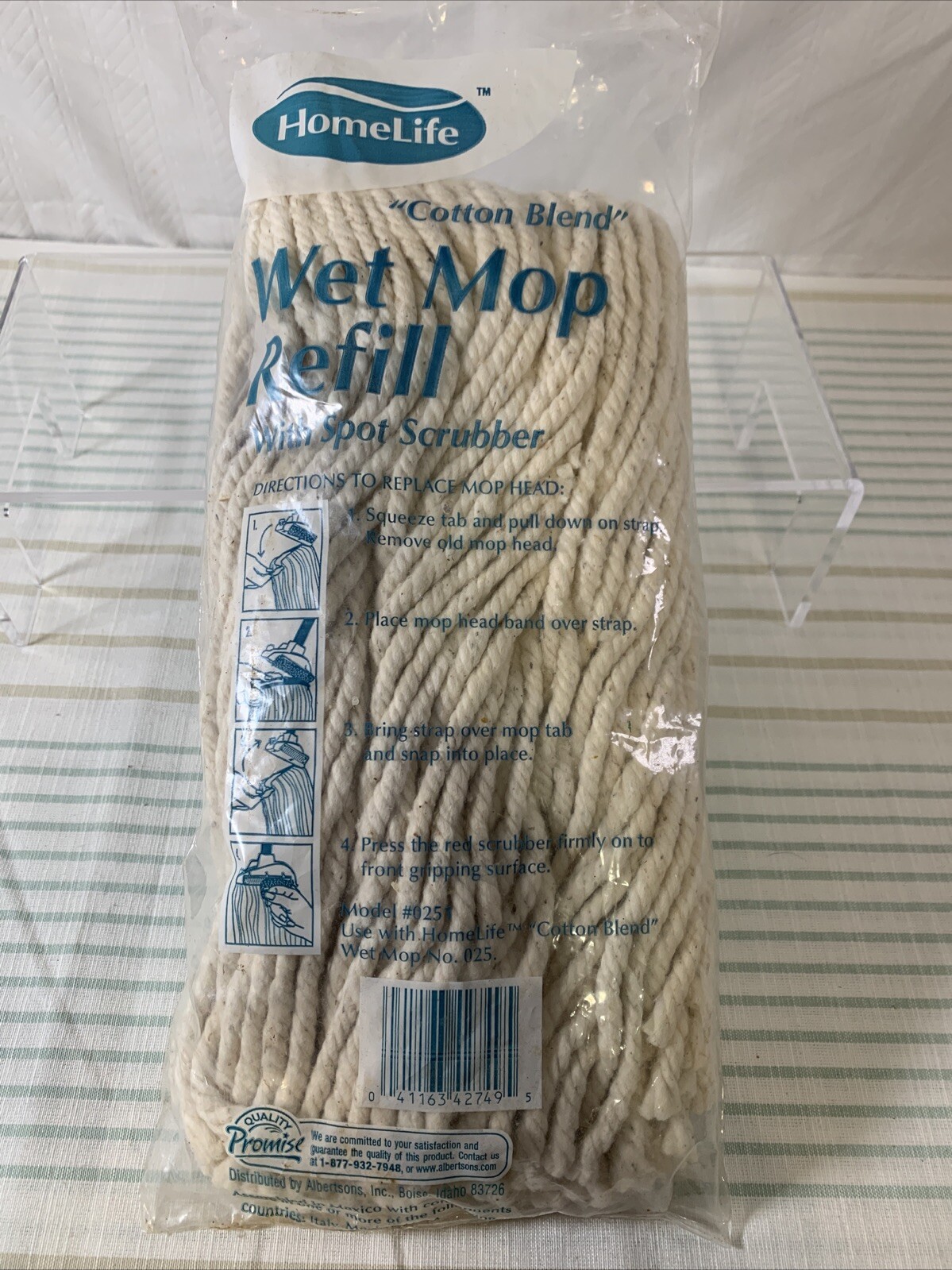 Homelife Wet Mop Refill With Spot Scrubber #0251 Cotton Blend Wet Mop #025