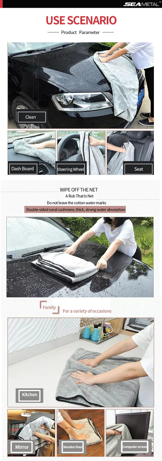 Microfiber Car Wash Towel Extra Absorbent Drying Cloth Auto Detailing Cleaning