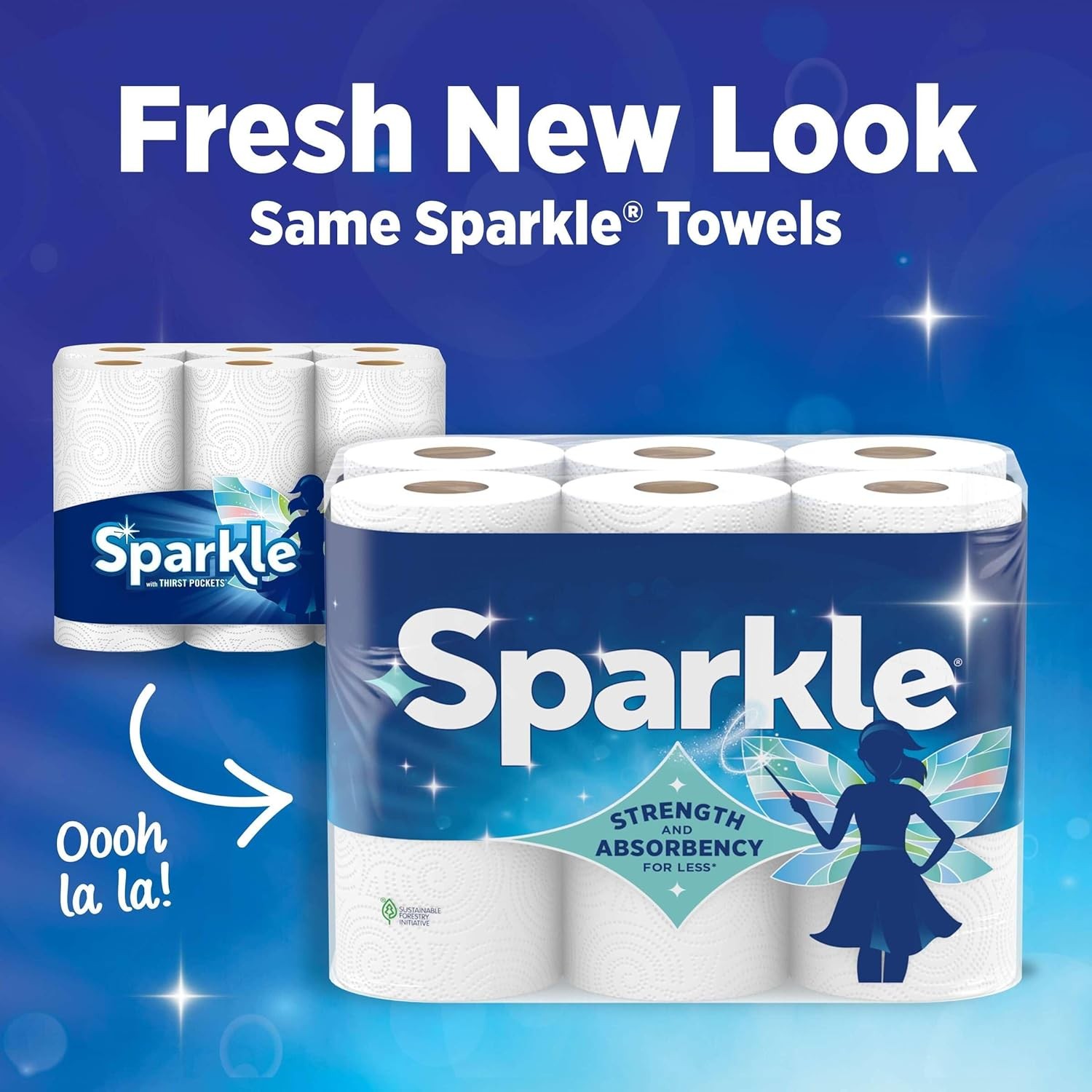 Sparkle Pick-A-Size Paper Towels, Spirited Print Design, 6 Double Rolls (660
