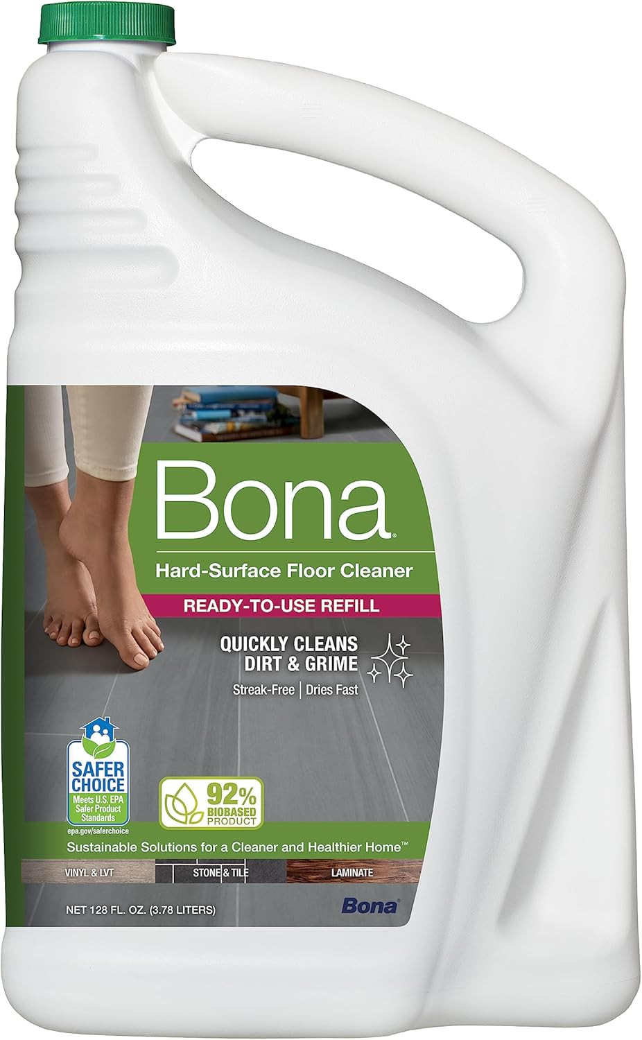Bona Multi-Surface Floor Premium Spray Mop with Cleaner Refill, 128 Fl Oz