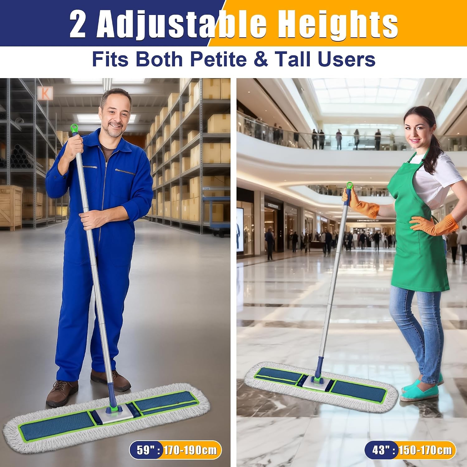 41″ Commercial Dust Mop Large Push Broom Wide Industrial Heavy Duty Hardwood Dry