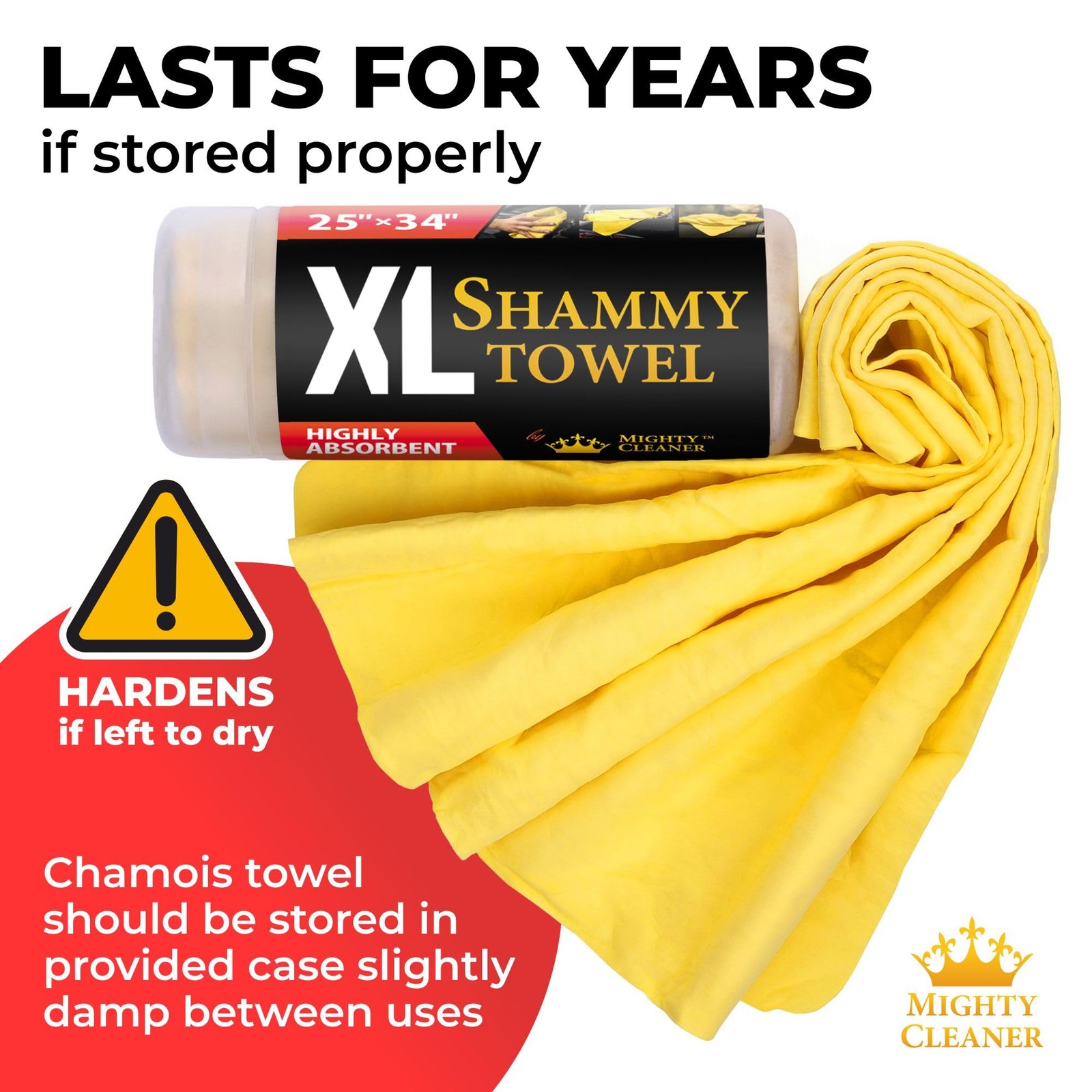 34×25″ Premium XL Shammy Towel for Car Absorbent Chamois Cloth Scratch-Free