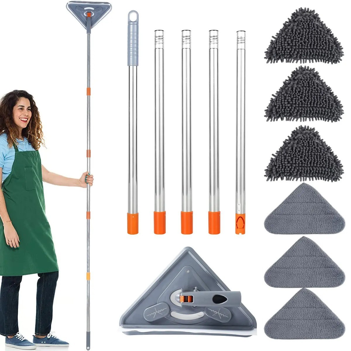 Wall Cleaner Mop with 79“ Long Handle, Wall-Dust Cleaning Mop for Washing Walls