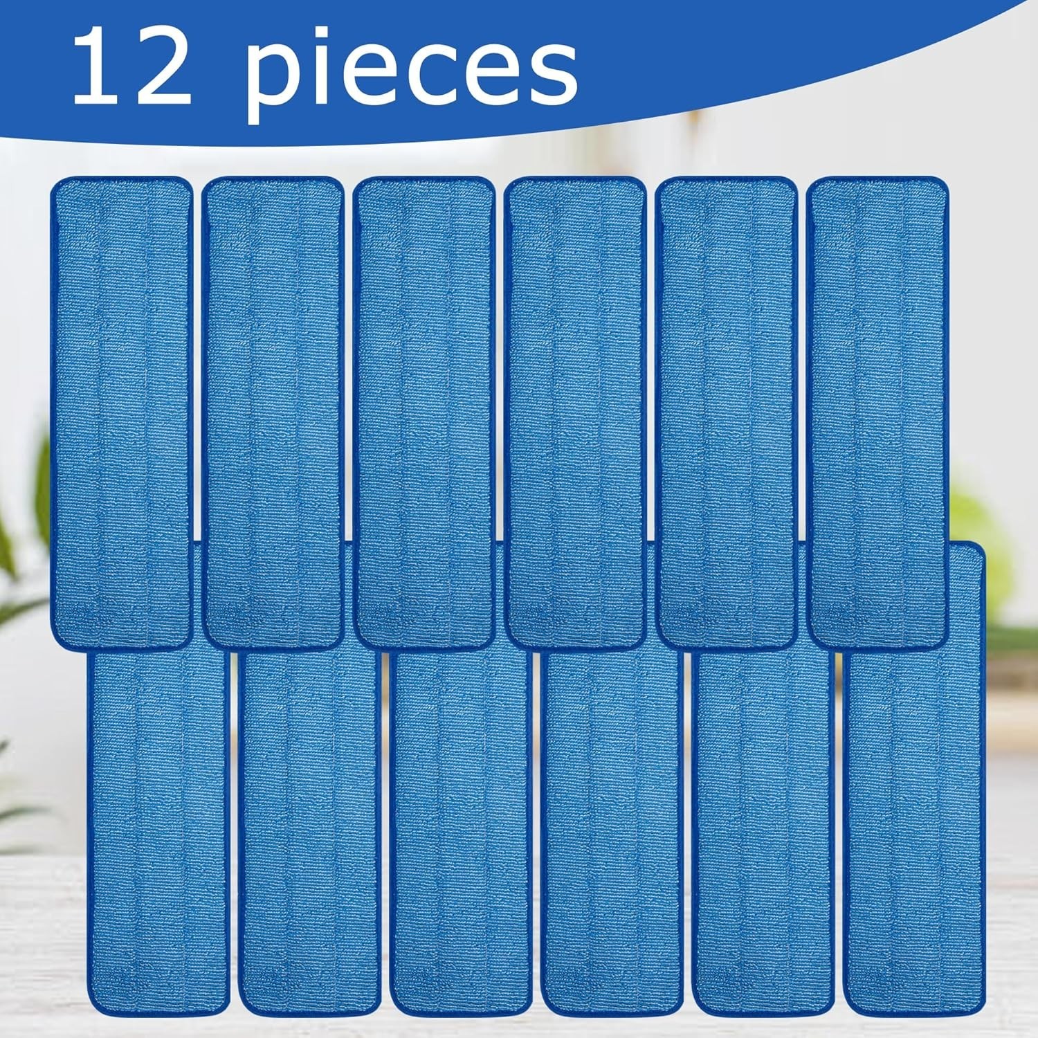 12 Pack Heavy Duty Microfiber Mop Pads for 17-18 Inch Mops – Reusable & Durable