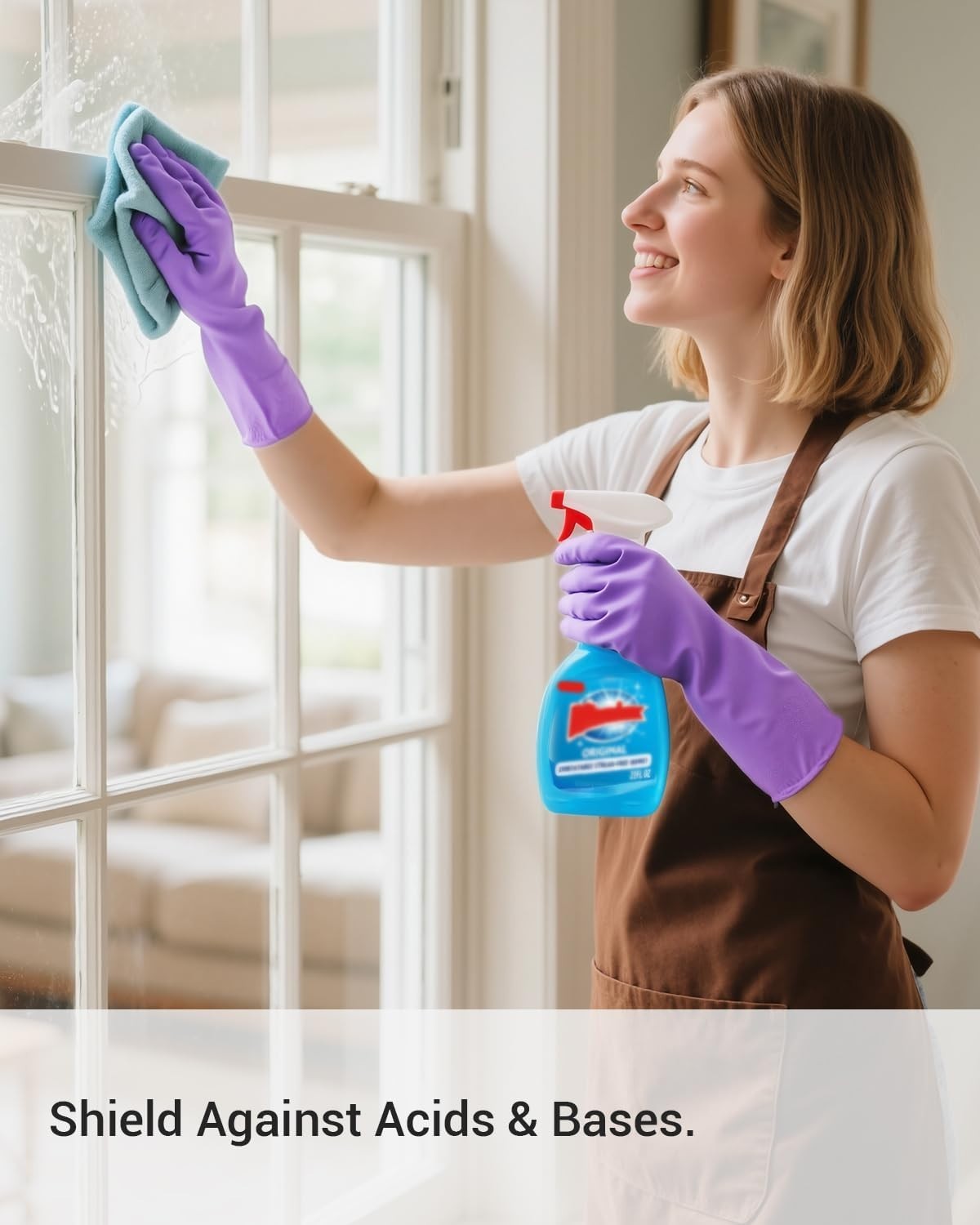 Nitrile Rubber Cleaning Dishwashing Gloves, S/M/L (4 Pair)