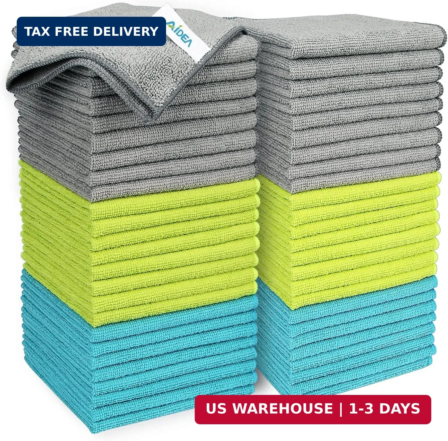 AIDEA Microfiber Cleaning Cloth-50PK, Microfiber Towels for Cars 12″x12″ | Soft