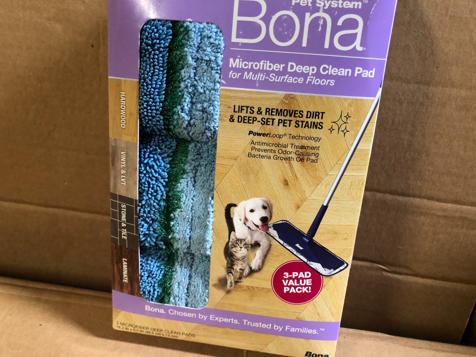 Bona Pet System Microfiber Deep Clean Pads for Multi-Surface Floors 3 Count