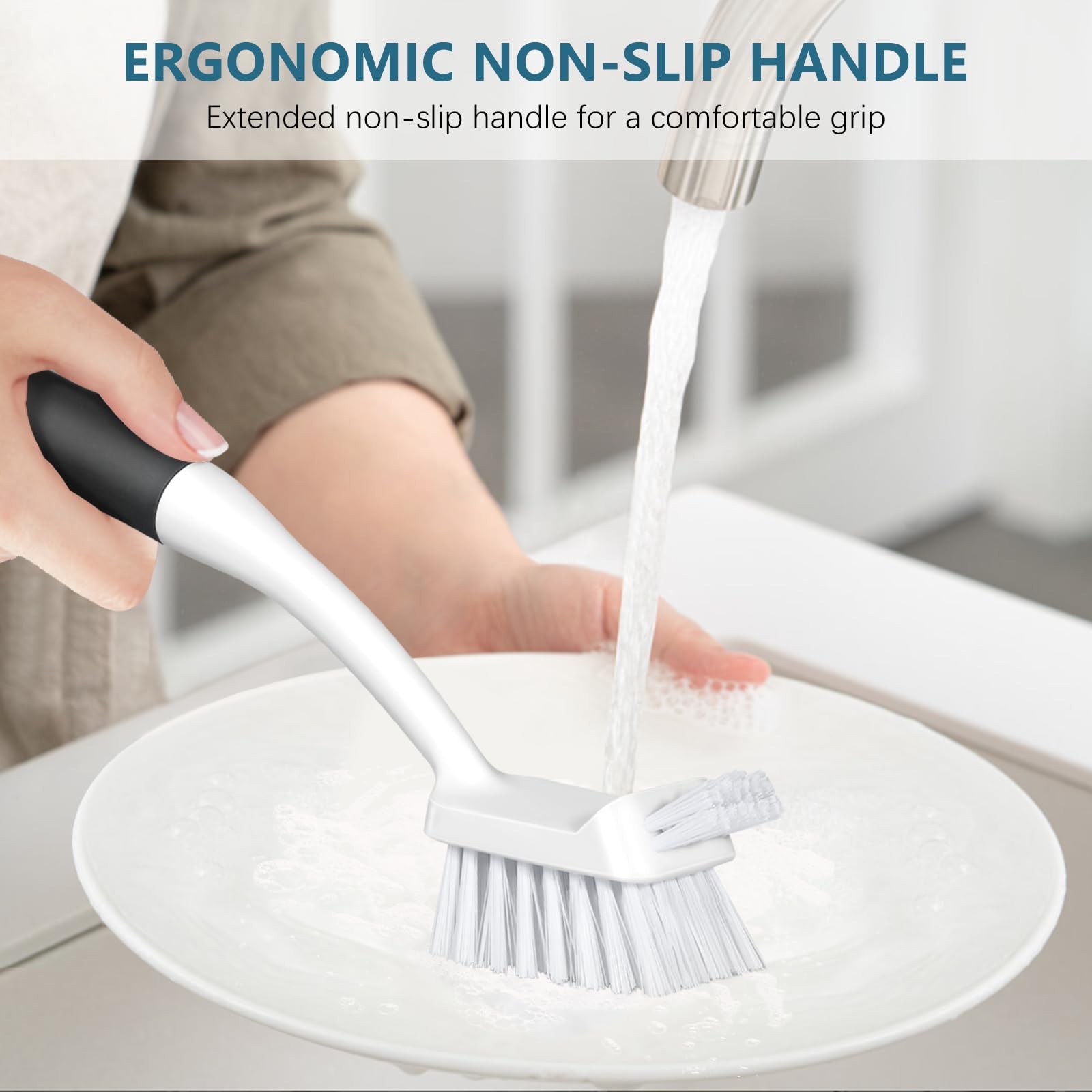 SetSail Dish Brush Set of 3 with Bottle Brush Dish Scrub Brush with Long Handle