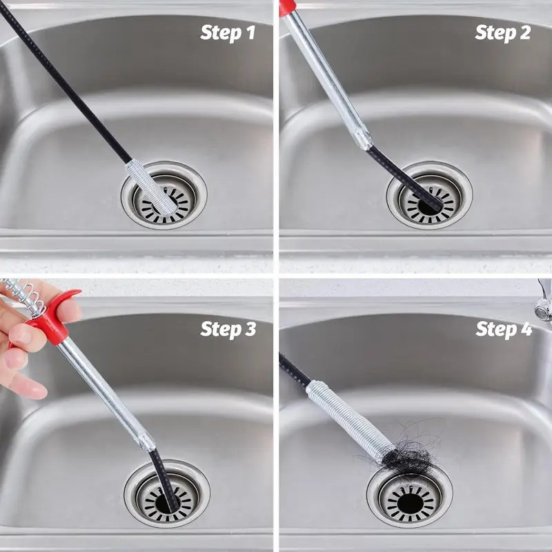 1PC Spring Pipe Dredging Tool 0.6M-3M Drain Snake Clog Remover Cleaning Stick US